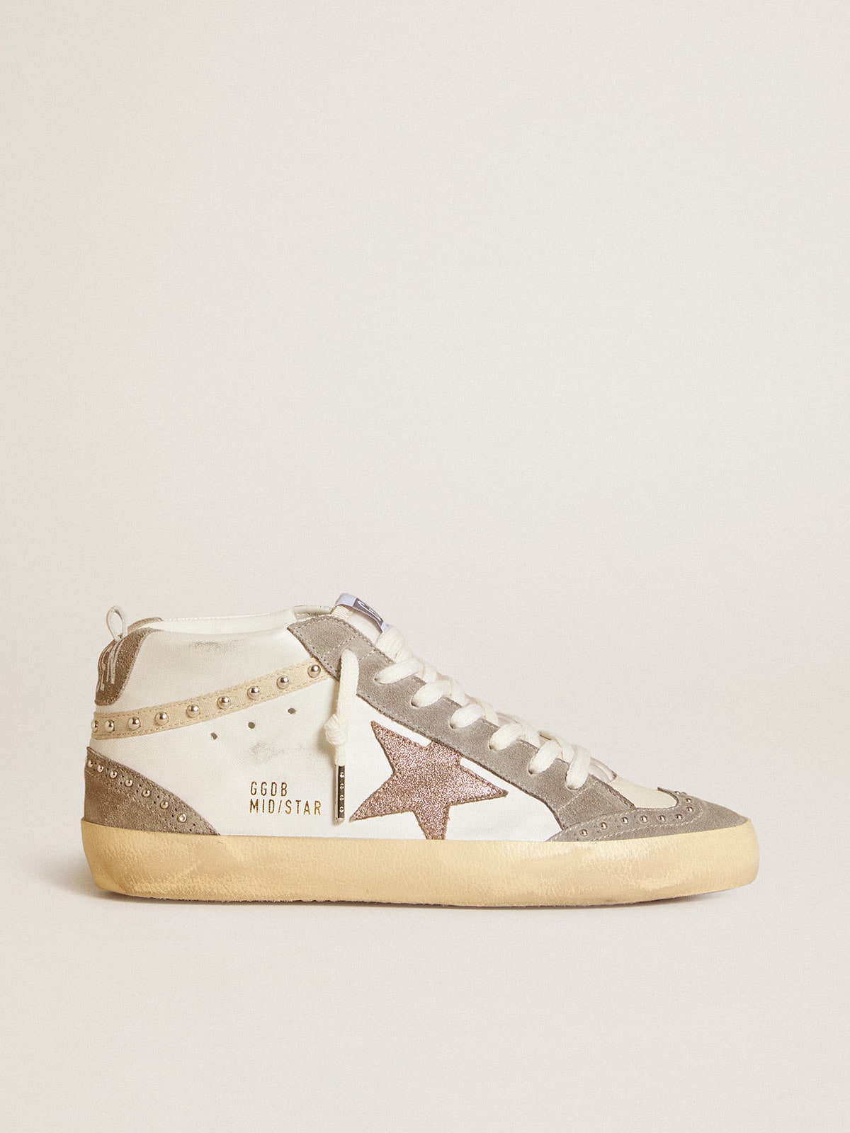 Golden Goose Women’s Mid Star In Nappa And Suede With Light Brown Metallic Leather Star - Mind Türkiye
