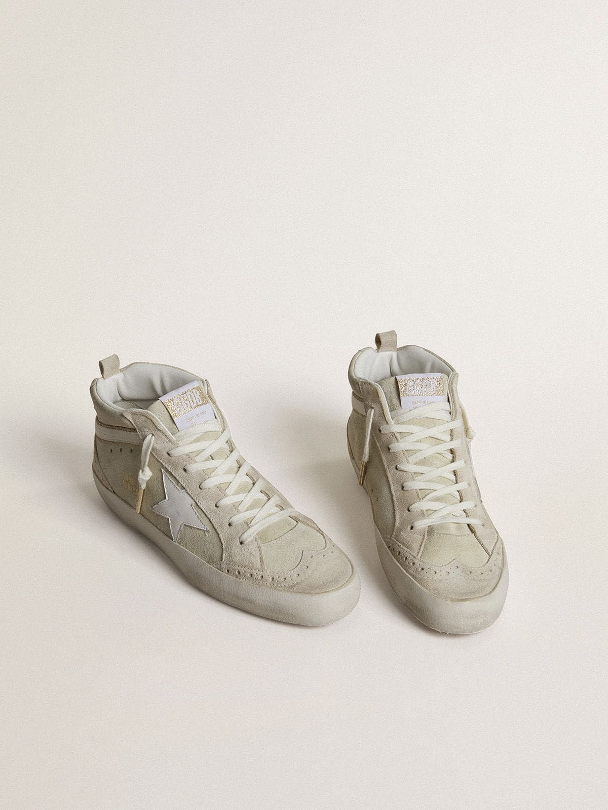 Golden Goose Mid Star In Light Gray Suede With White Leather Star - Mind Türkiye