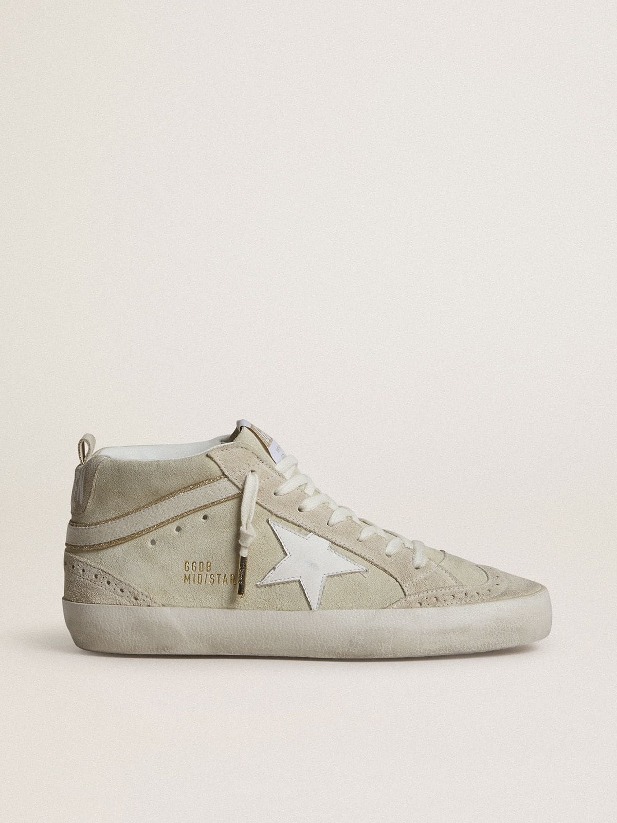 Golden Goose Mid Star In Light Gray Suede With White Leather Star - Mind Türkiye
