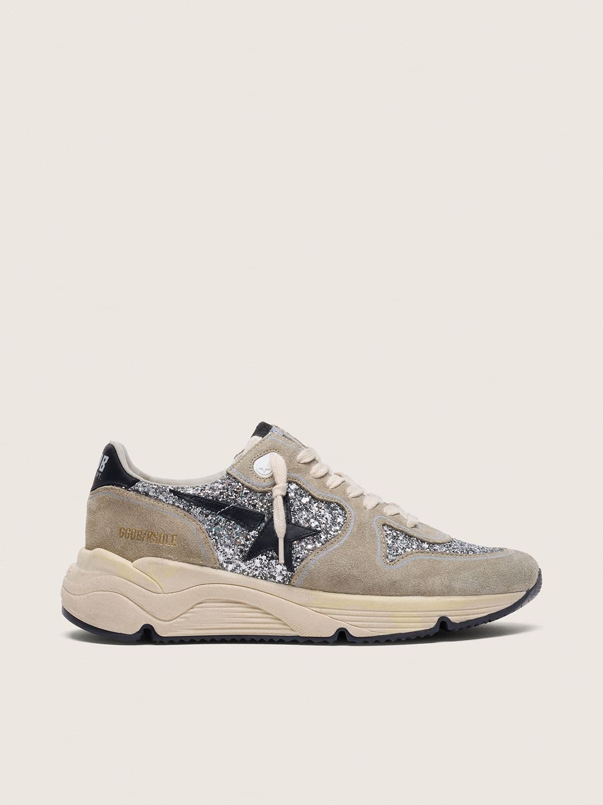 Golden Goose Women’s Running Sole In Silver Glitter And Dove Gray Suede - Mind Türkiye