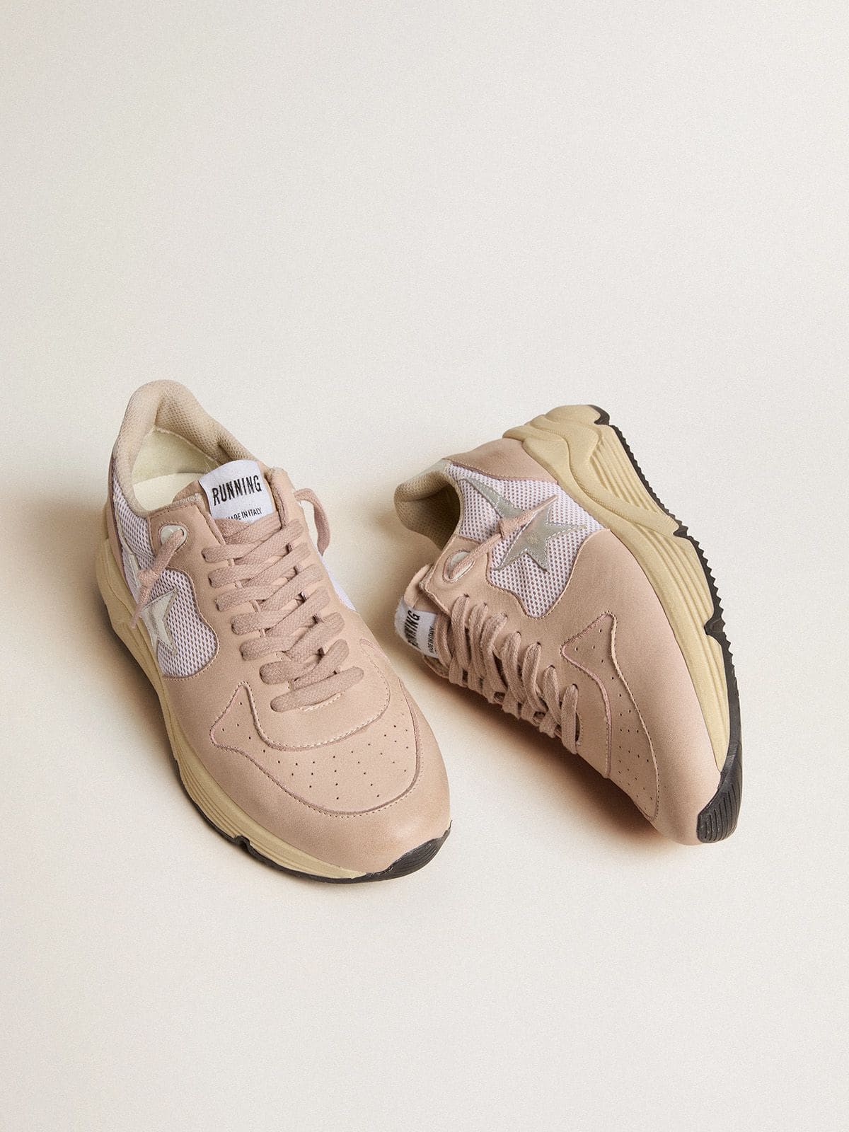 Golden Goose Women’s Running Sole In Mesh And Nubuck With Silver Metallic Leather Star - Mind Türkiye