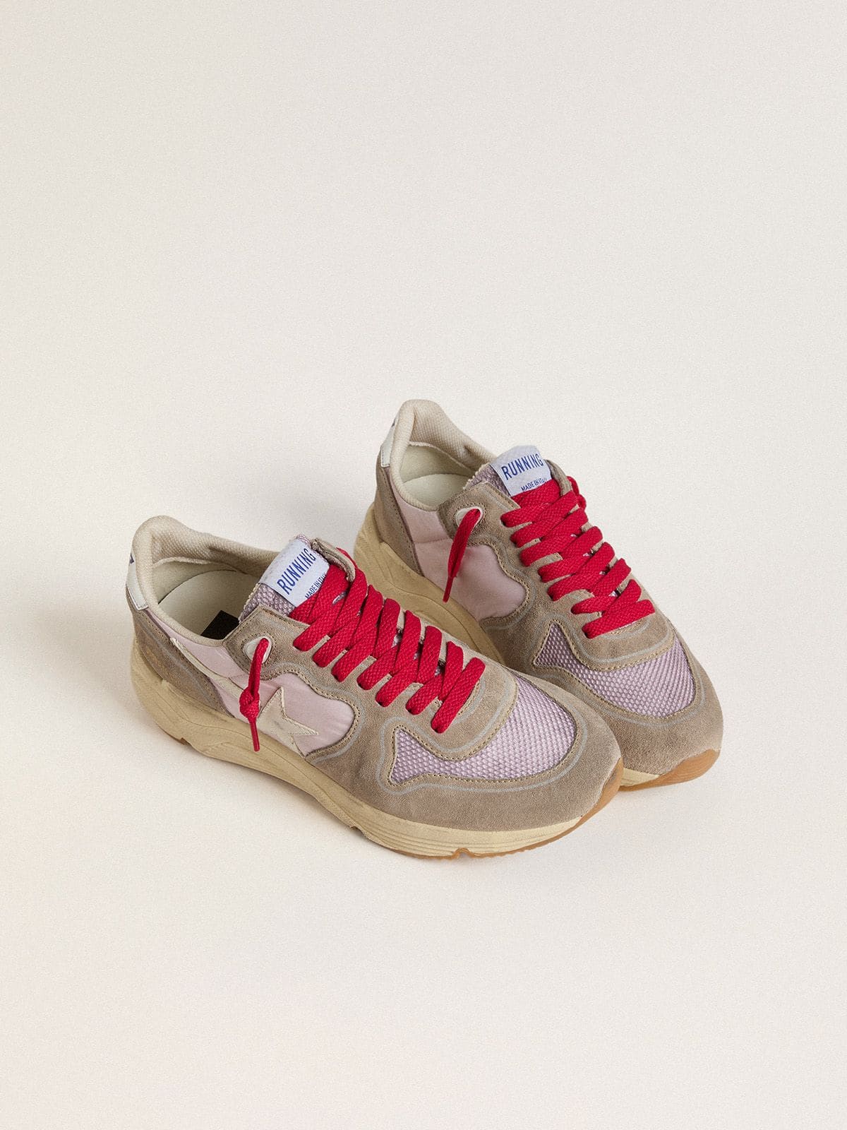Golden Goose Running Sole LTD In Pink Nylon With White Leather Star - Mind Türkiye