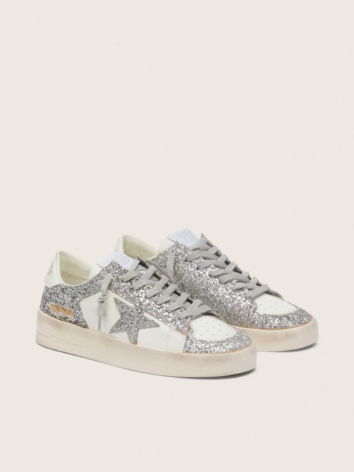 Golden Goose Women’s Stardan In White Leather And Glitter - Mind Türkiye