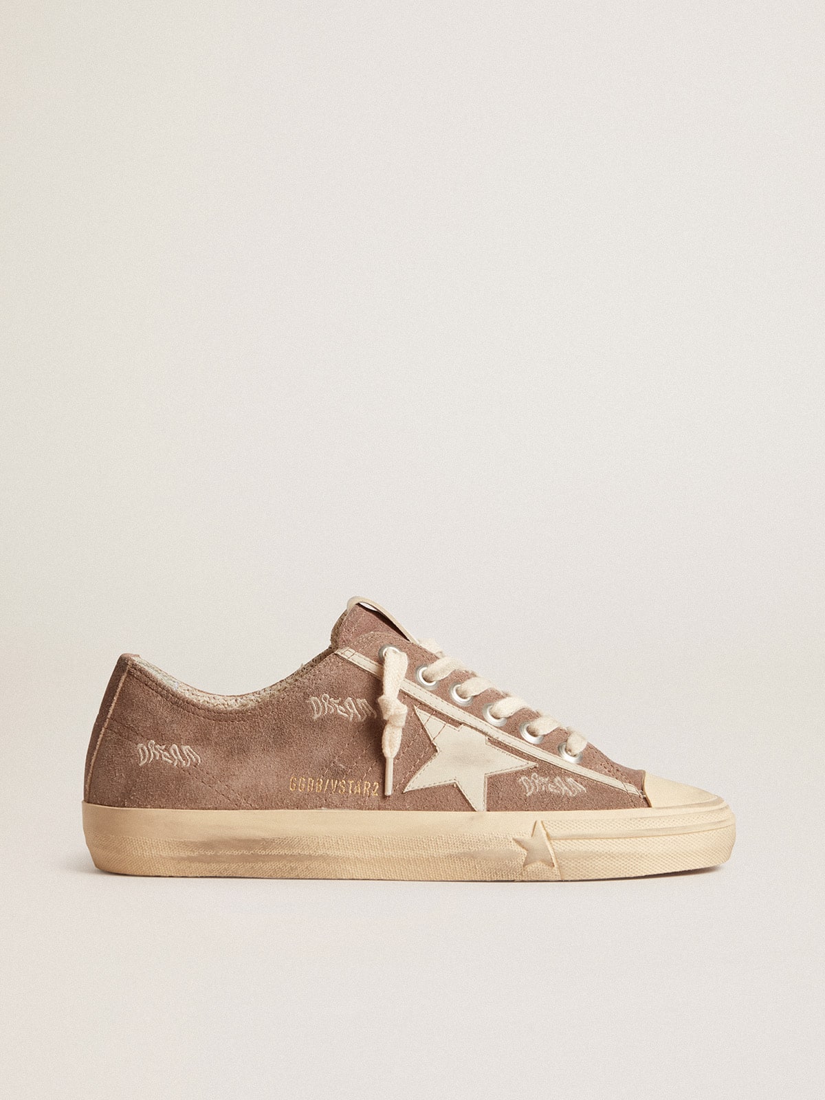 Golden Goose Women’s V-Star In Dove-Gray Suede With Light Gray Leather Star