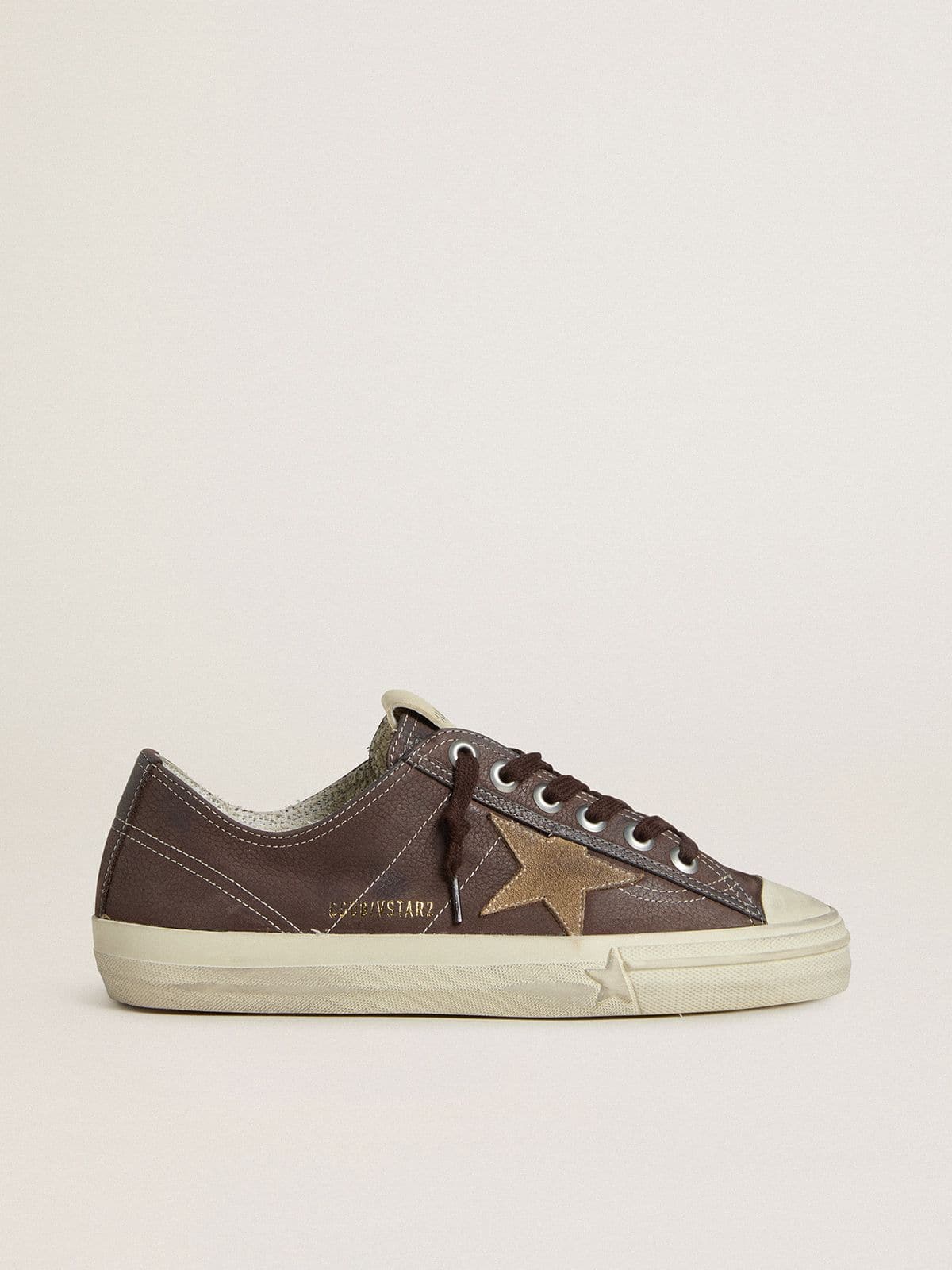 Golden Goose Women’s V-Star In Brown Nubuck With Tobacco-Colored Suede Star