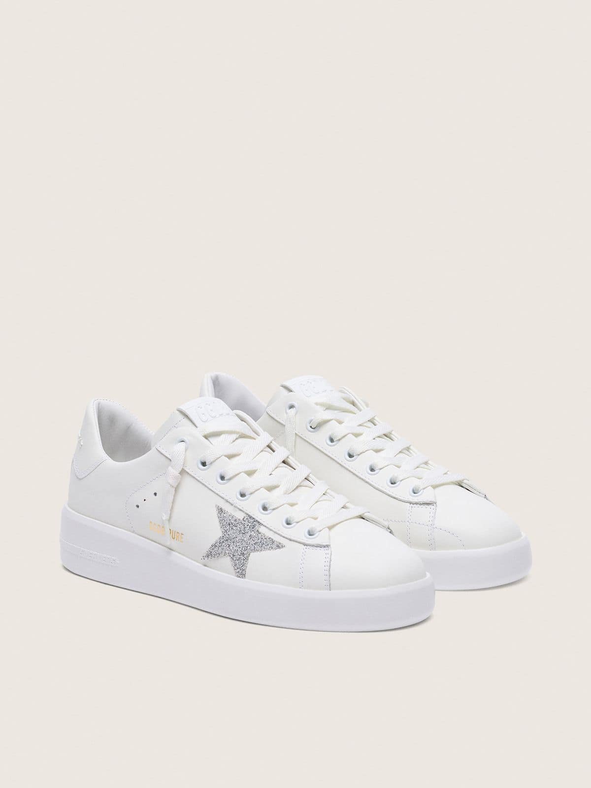 Golden Goose Women’s Purestar In White Leather With Silver Swarovski Crystal Star - Mind Türkiye