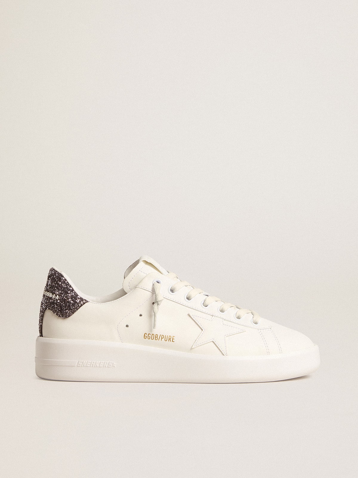 Golden Goose Women’s Purestar With White Leather Star And Anthracite Glitter Heel Tab - Mind Türkiye