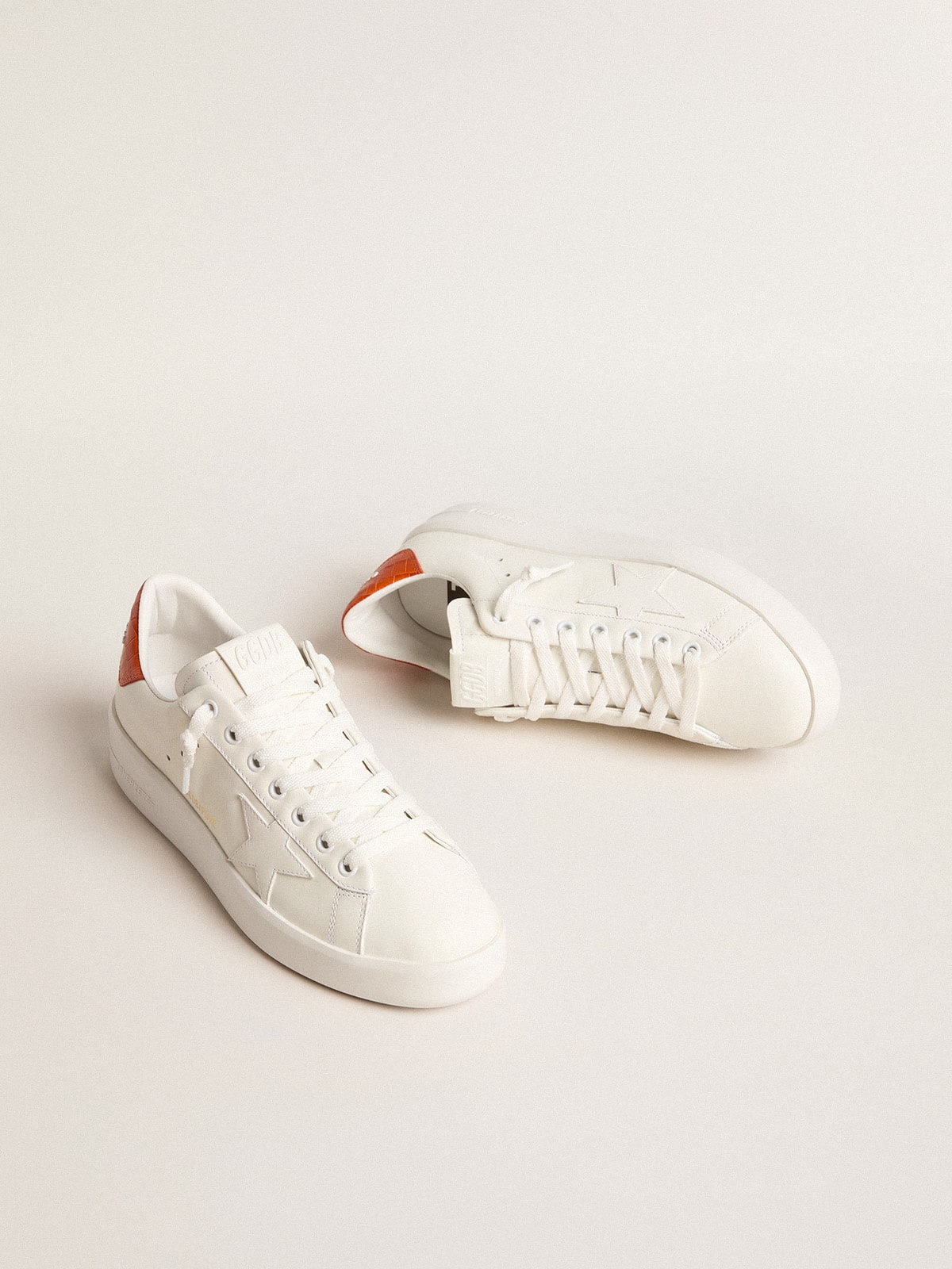 Golden Goose Women’s Purestar With White Leather Star And Orange Heel Tab - Mind Türkiye