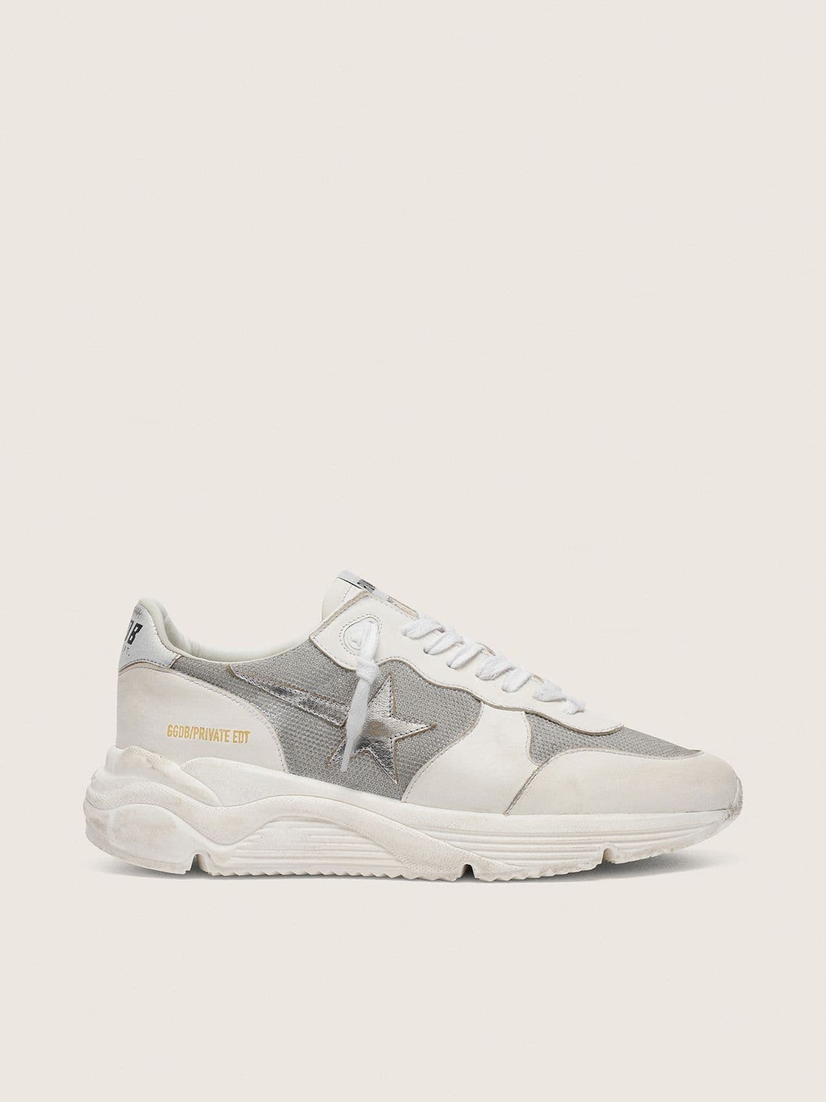 Golden Goose Women’s Running Sole In Mesh And Nubuck With Silver Metallic Leather Star - Mind Türkiye