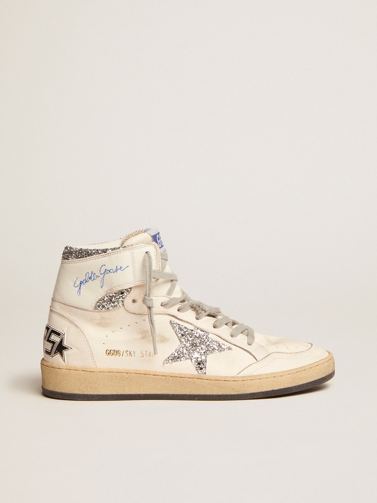 Golden Goose Women’s Sky-Star With Signature On The Ankle And Silver Inserts - Mind Türkiye