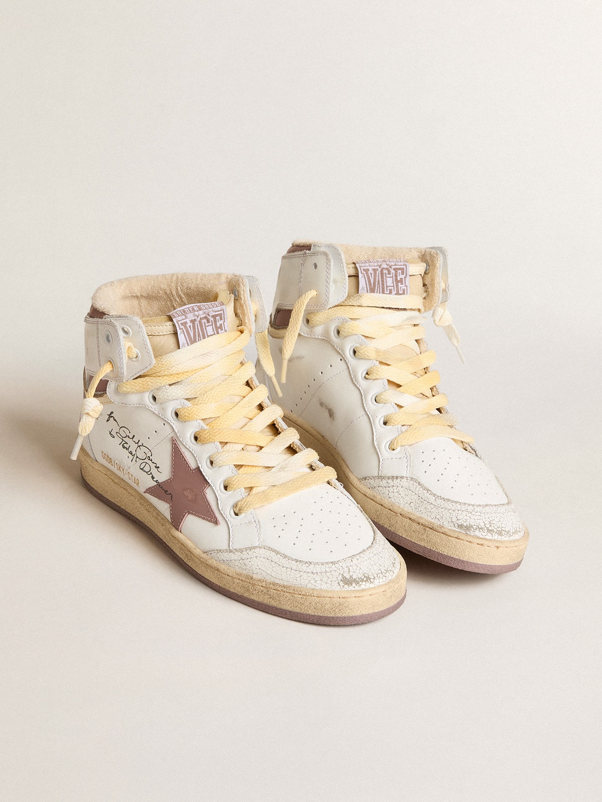 Golden Goose Sky-Star In White Leather With Pink Leather Star - Mind Türkiye