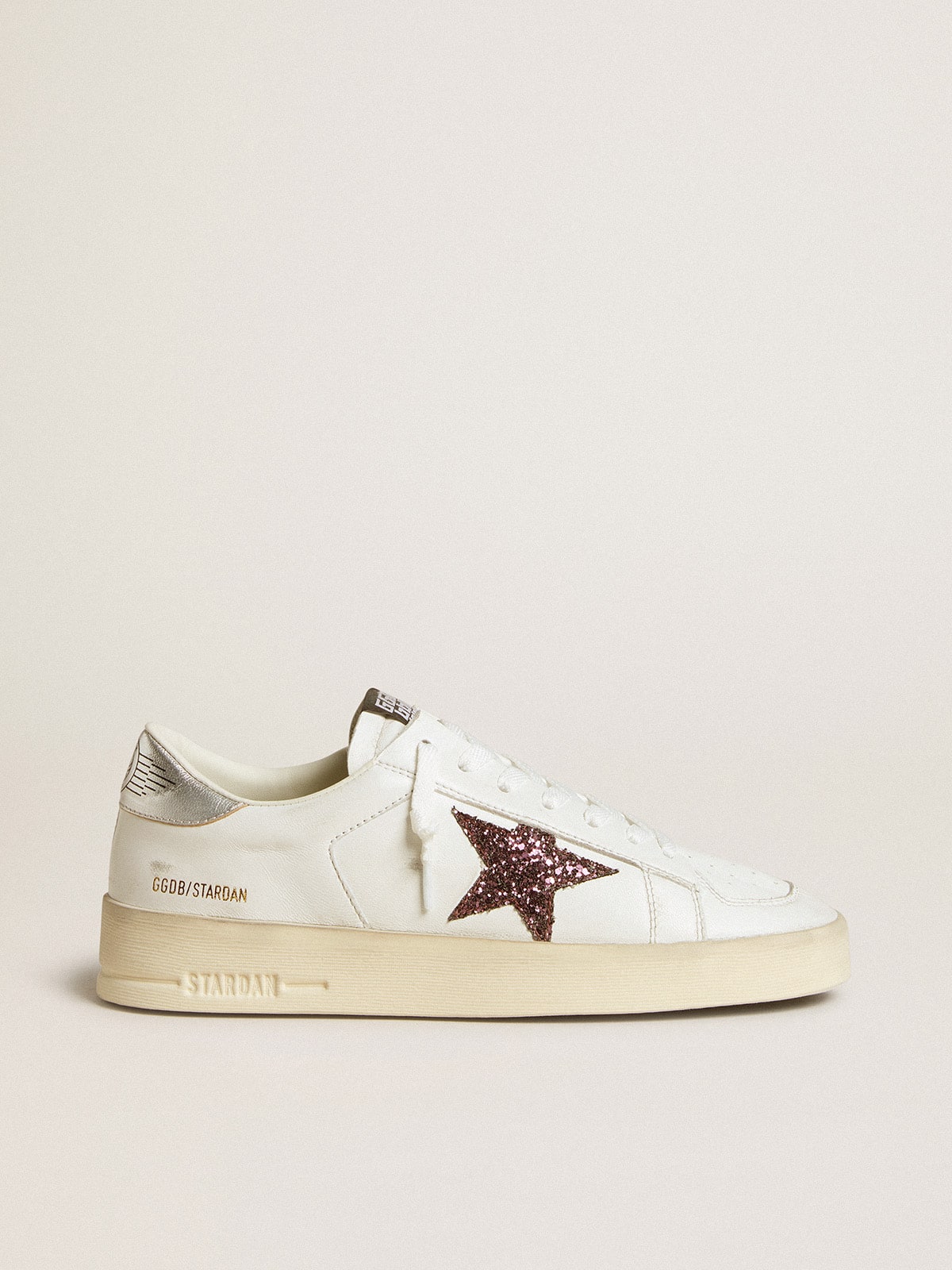 Golden Goose Women’s Stardan In Nappa With Glitter Star And Metallic Leather Heel Tab