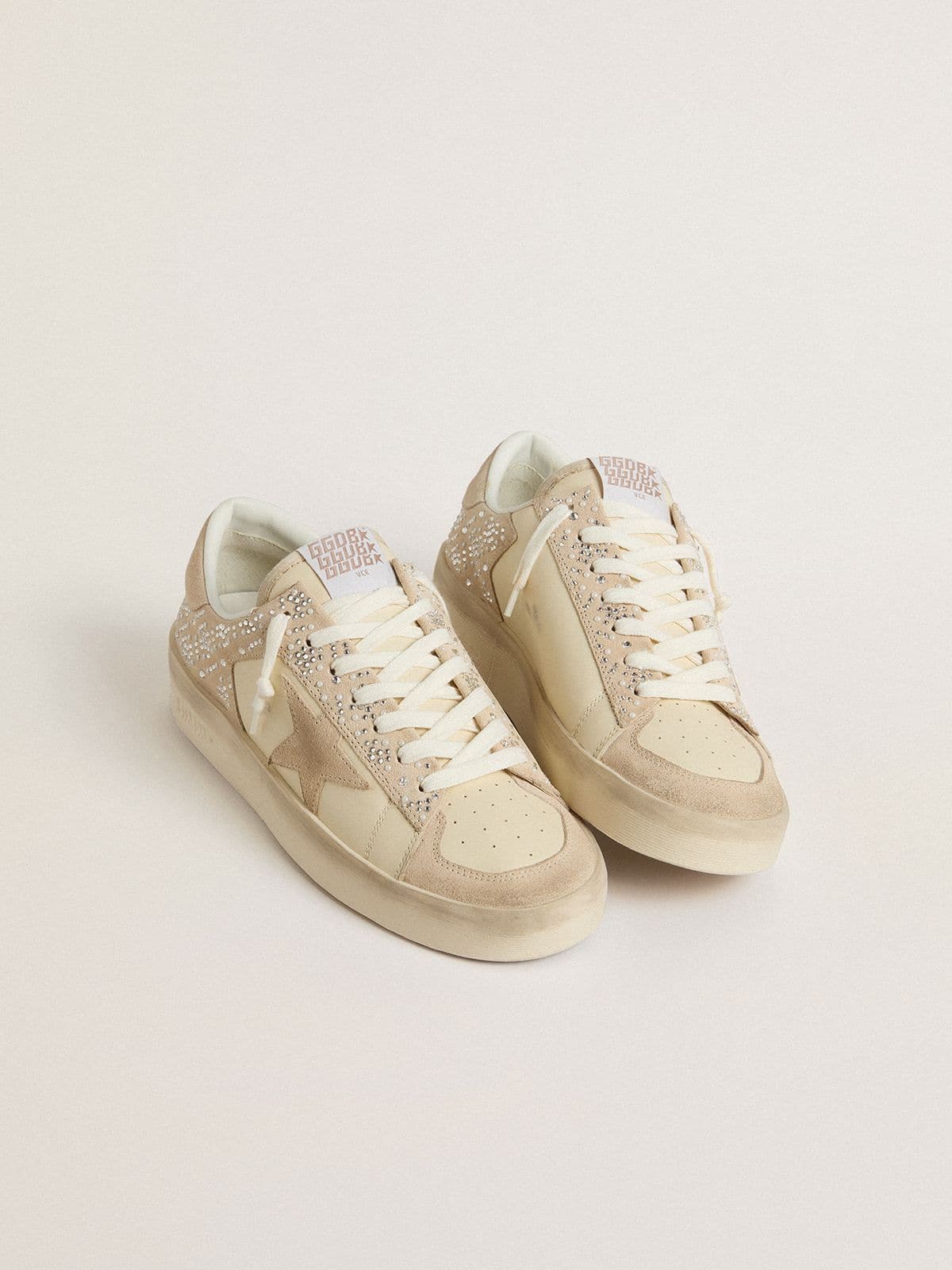 Golden Goose Stardan In Cream-Colored Suede And Leather With Swarovski And A Suede Star - Mind Türkiye