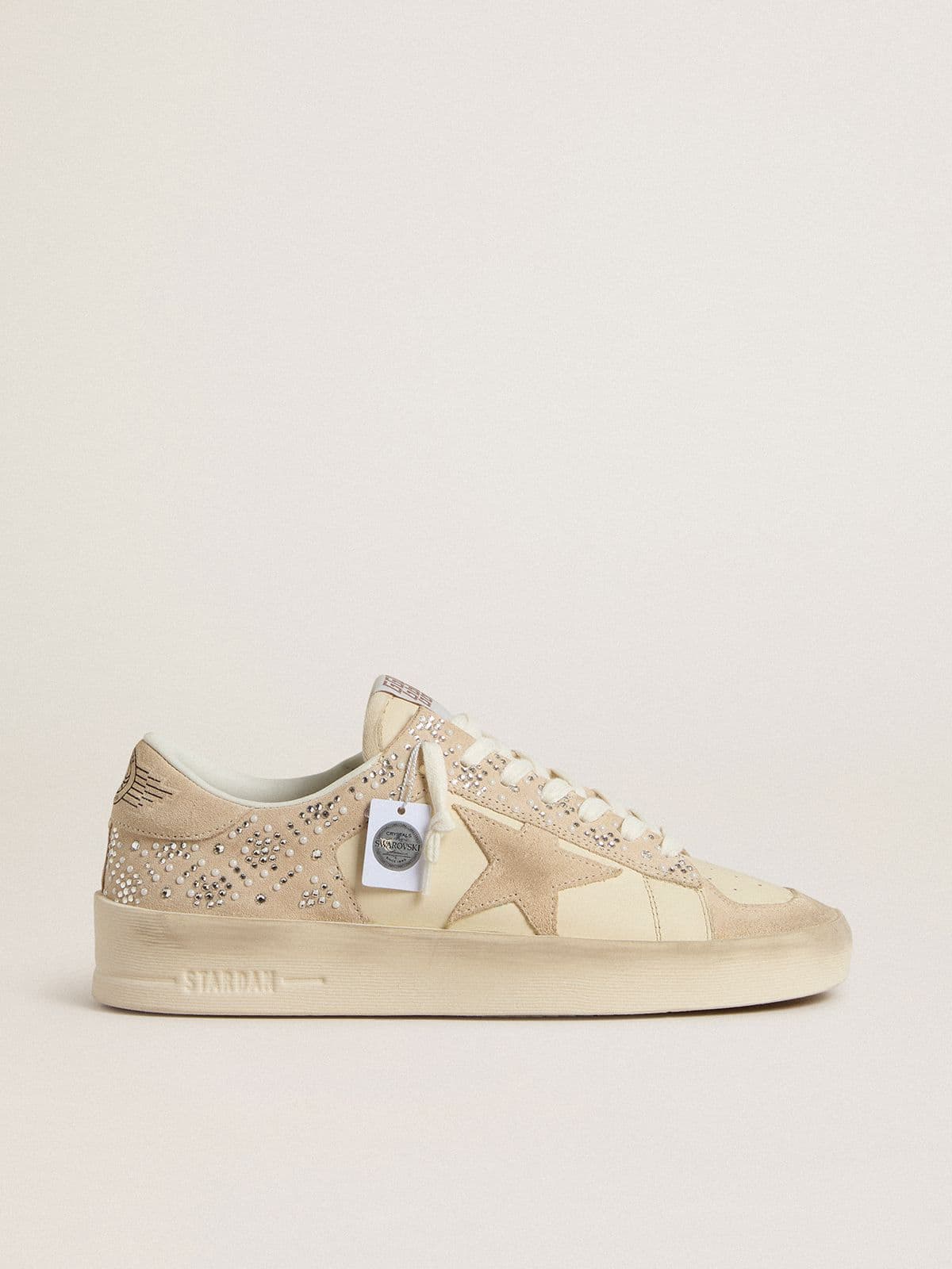 Golden Goose Stardan In Cream-Colored Suede And Leather With Swarovski And A Suede Star - Mind Türkiye
