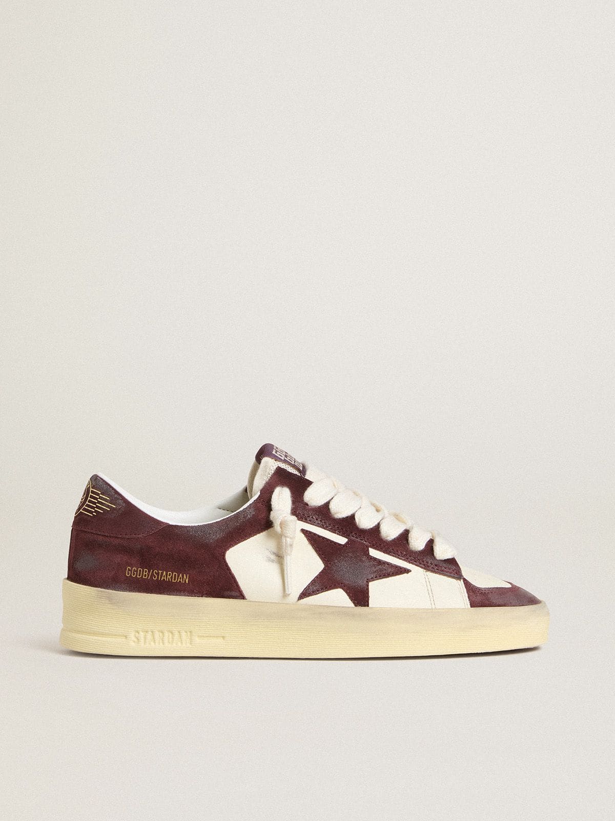 Golden Goose Women’s Stardan In White Nappa With Burgundy Suede Star And Heel Tab - Mind Türkiye