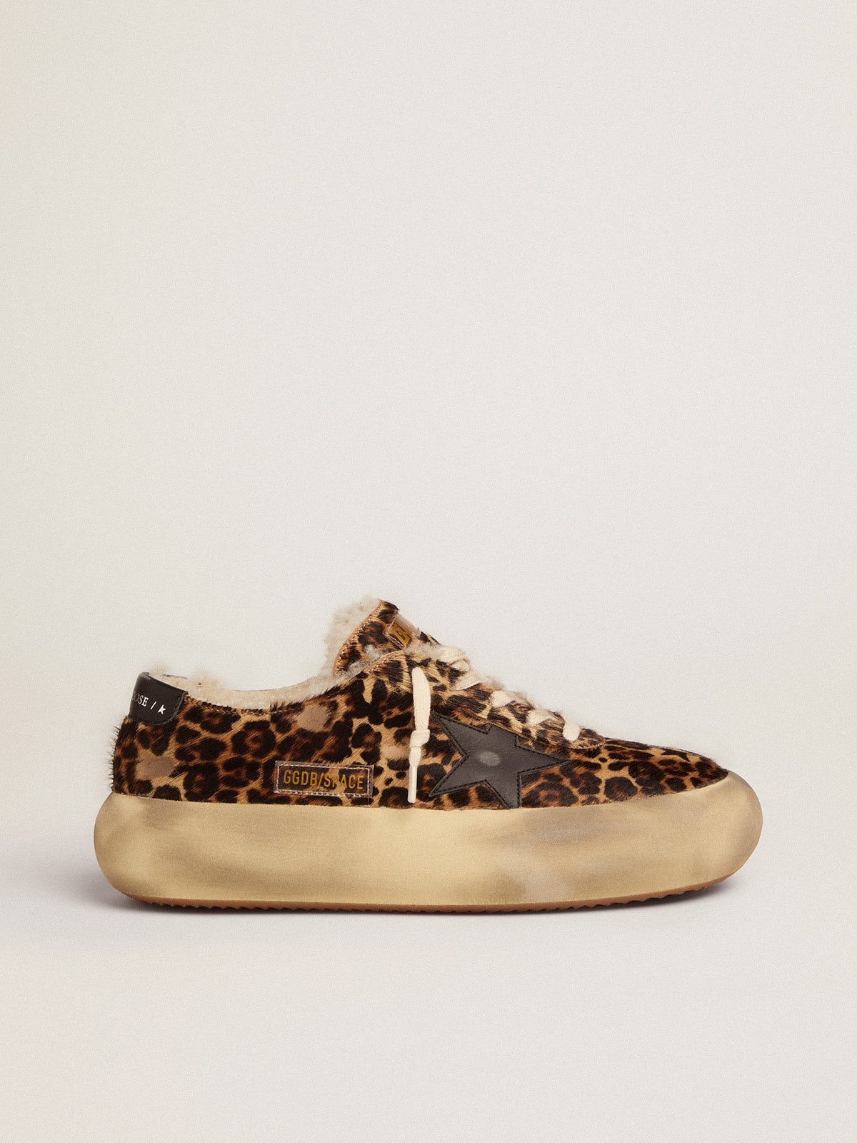 Golden Goose Women’s Space-Star Shoes In Animal-Print Pony Skin With Shearling Lining - Mind Türkiye