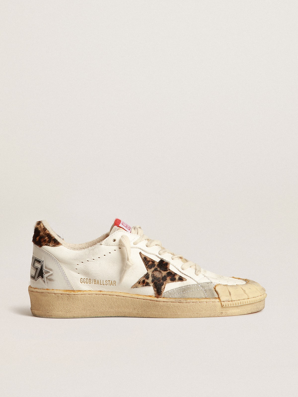 Golden Goose Ball Star In Nappa With Leopard-Print Pony Skin Star And Heel Tab