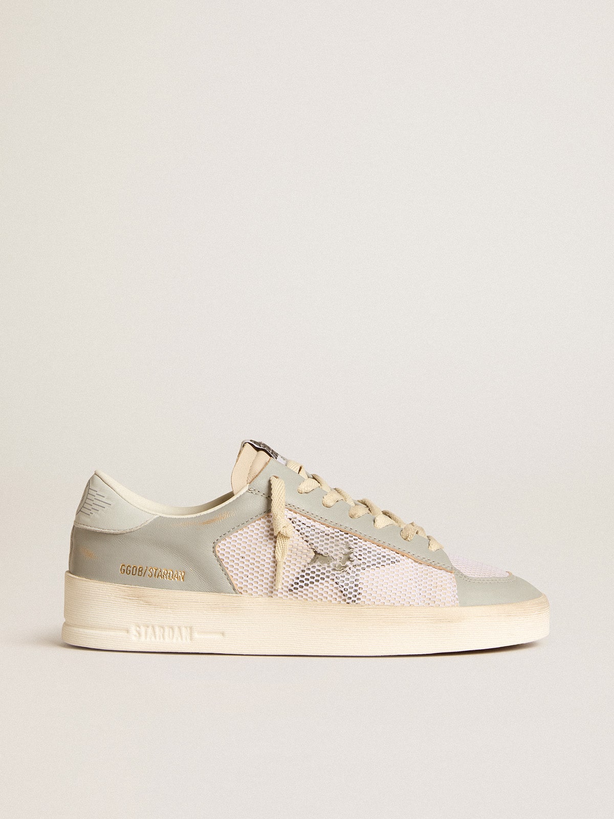 Golden Goose Stardan In Gray Nappa Leather And White Mesh With Gray Leather Star - Mind Türkiye