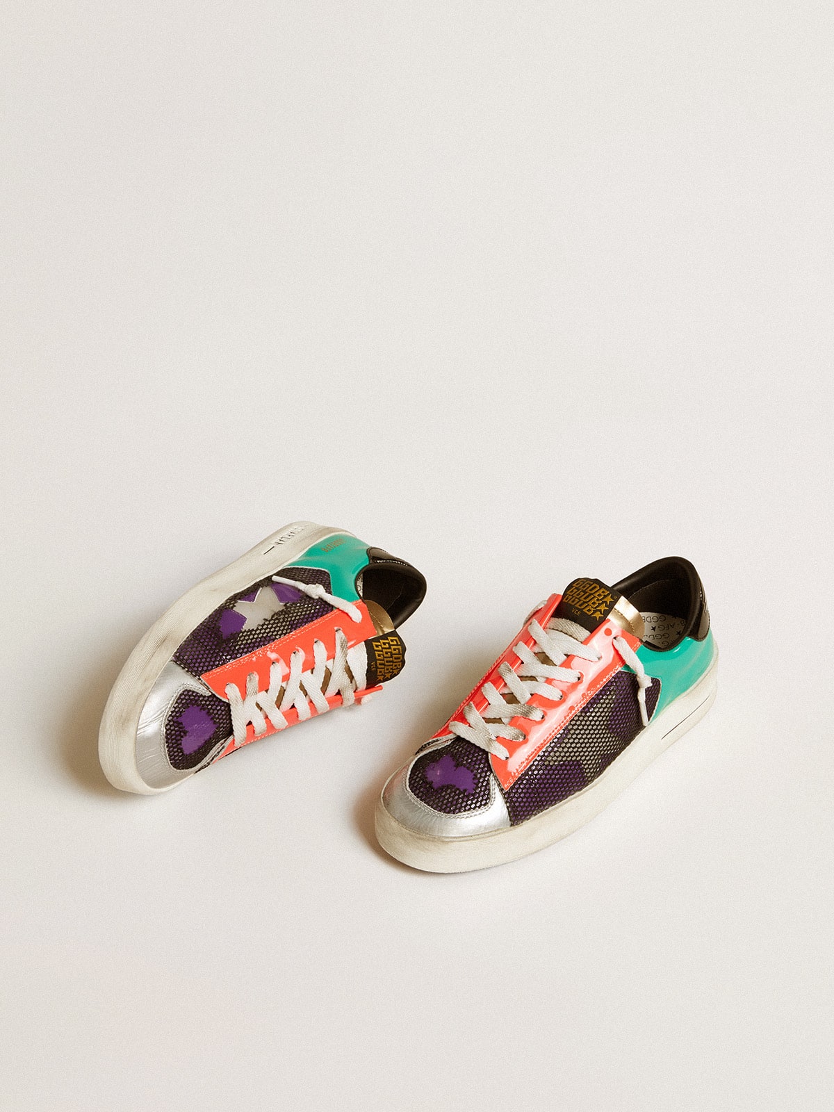 Golden Goose Women’s Stardan Lab In Patent Leather And Mesh With Rubber Star - Mind Türkiye