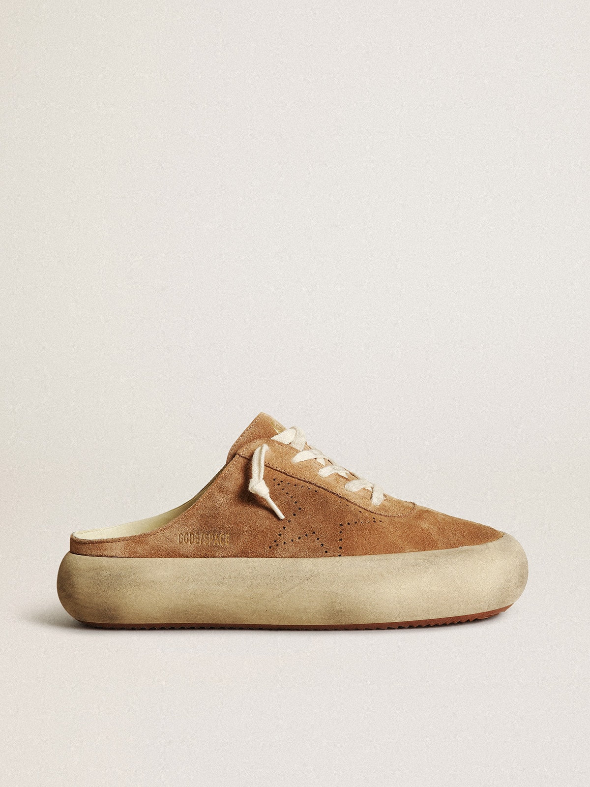 Golden Goose Women’s Space-Star Sabot In Tobacco-Colored Suede With Perforated Star - Mind Türkiye