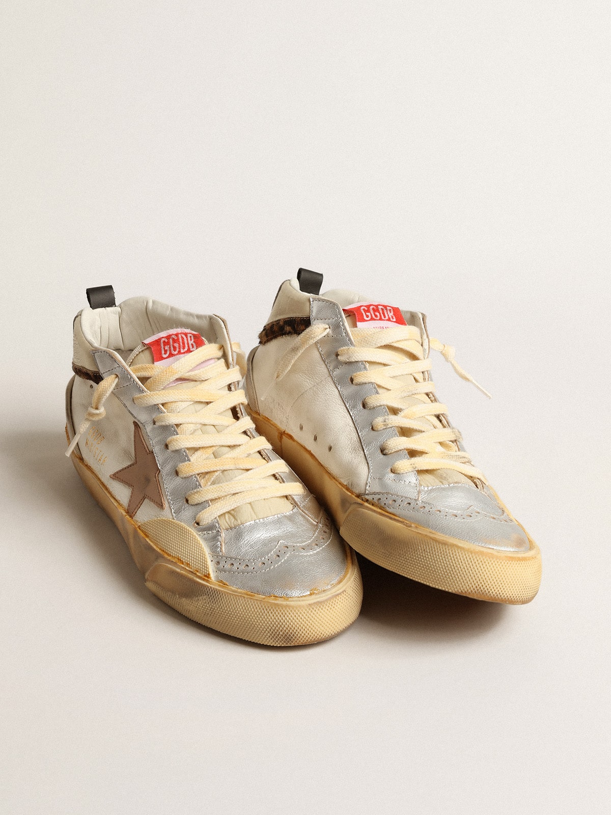 Golden Goose Mid Star LTD With Silver Metallic Leather Inserts And Pink Star - Mind Türkiye
