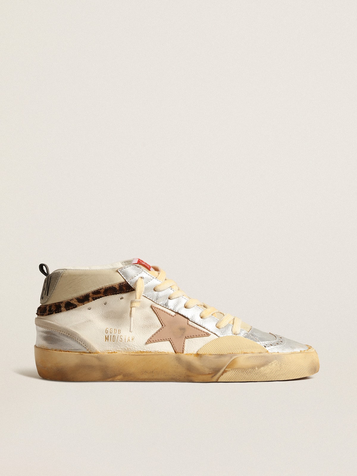 Golden Goose Mid Star LTD With Silver Metallic Leather Inserts And Pink Star - Mind Türkiye