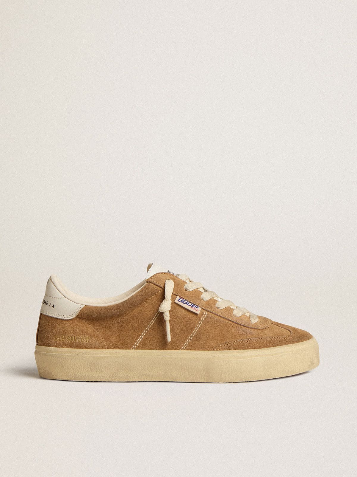 Golden Goose Women’s Soul Star In Camel-Colored Suede With White Leather Heel Tab And Tongue