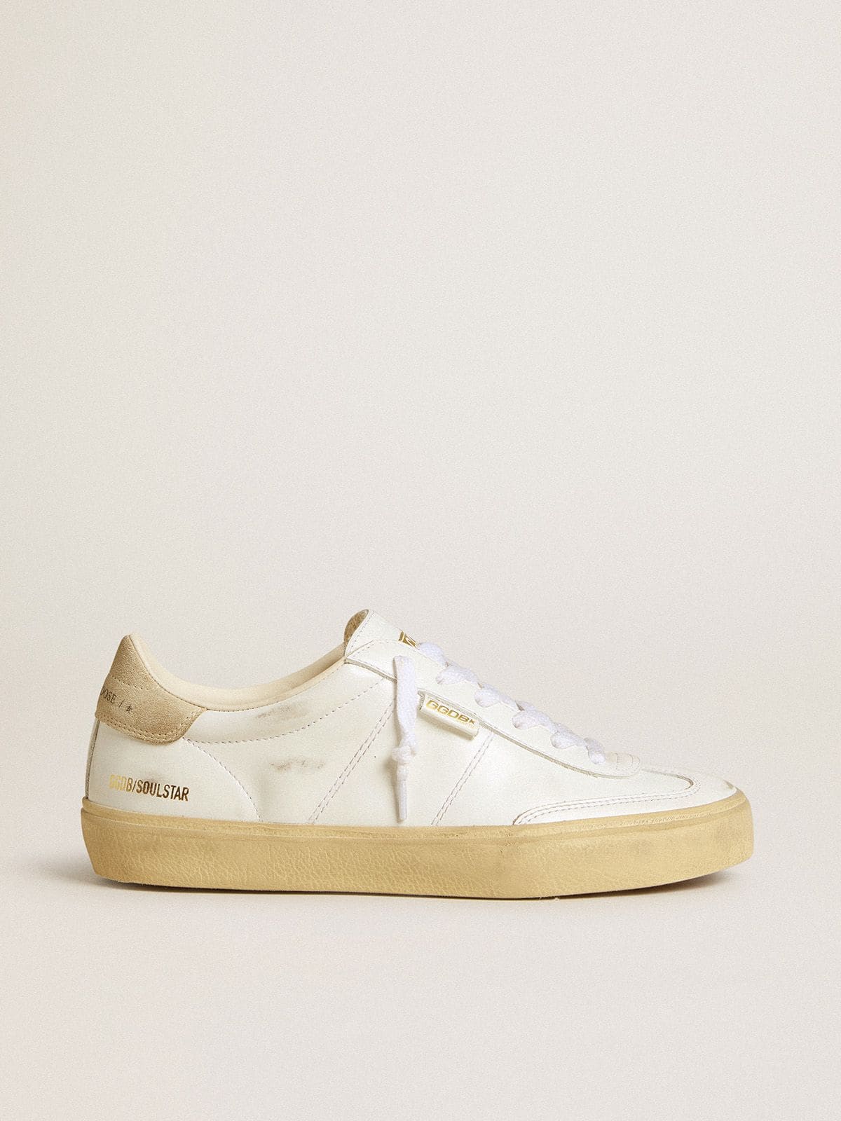 Golden Goose Women’s Soul Star In White Leather With Beige Suede Heel Tab