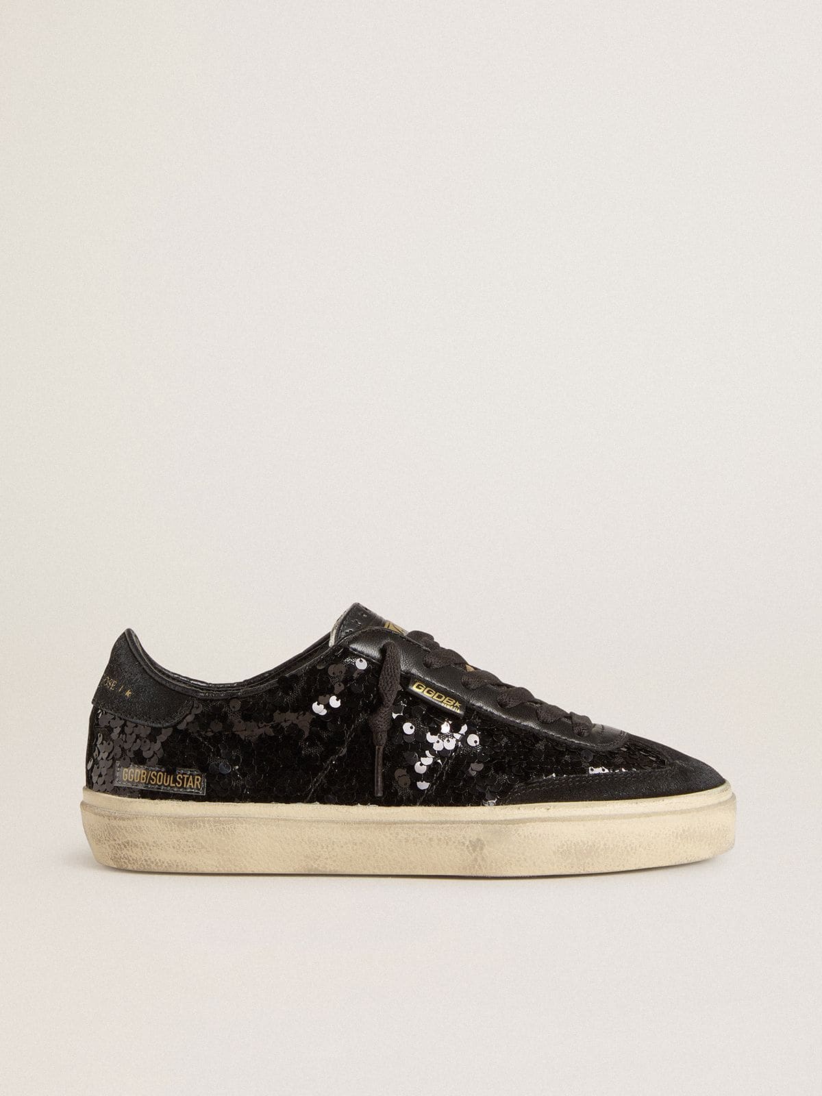 Golden Goose Women’s Soul Star In Black Sequins With Black Suede Heel Tab