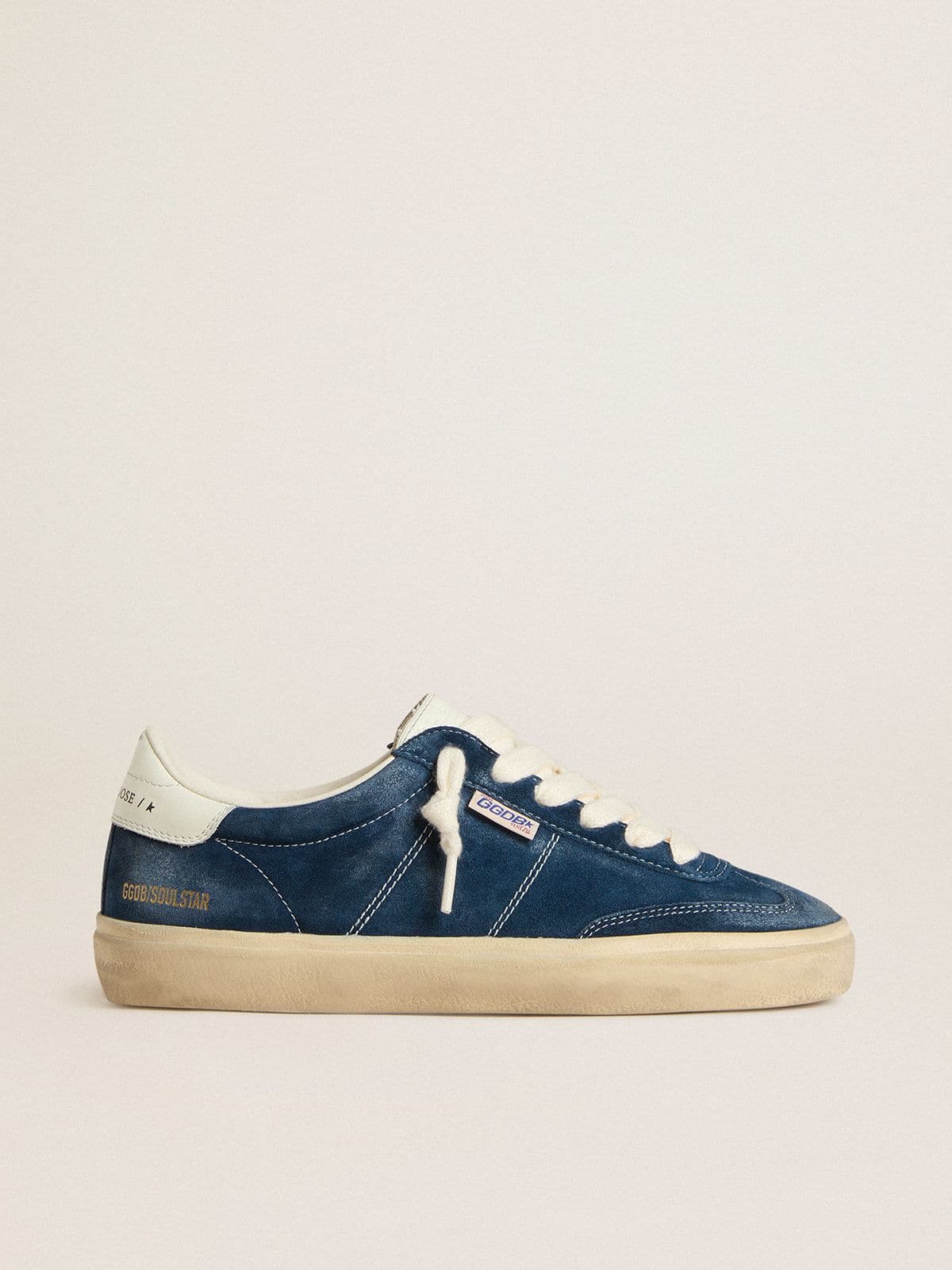 Golden Goose Women’s Soul Star In Blue Suede With White Leather Heel Tab