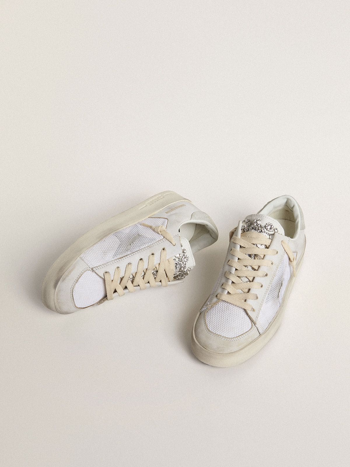 Golden Goose Stardan LTD In White Leather With Star And Heel Tab In Ice-Gray Suede - Mind Türkiye