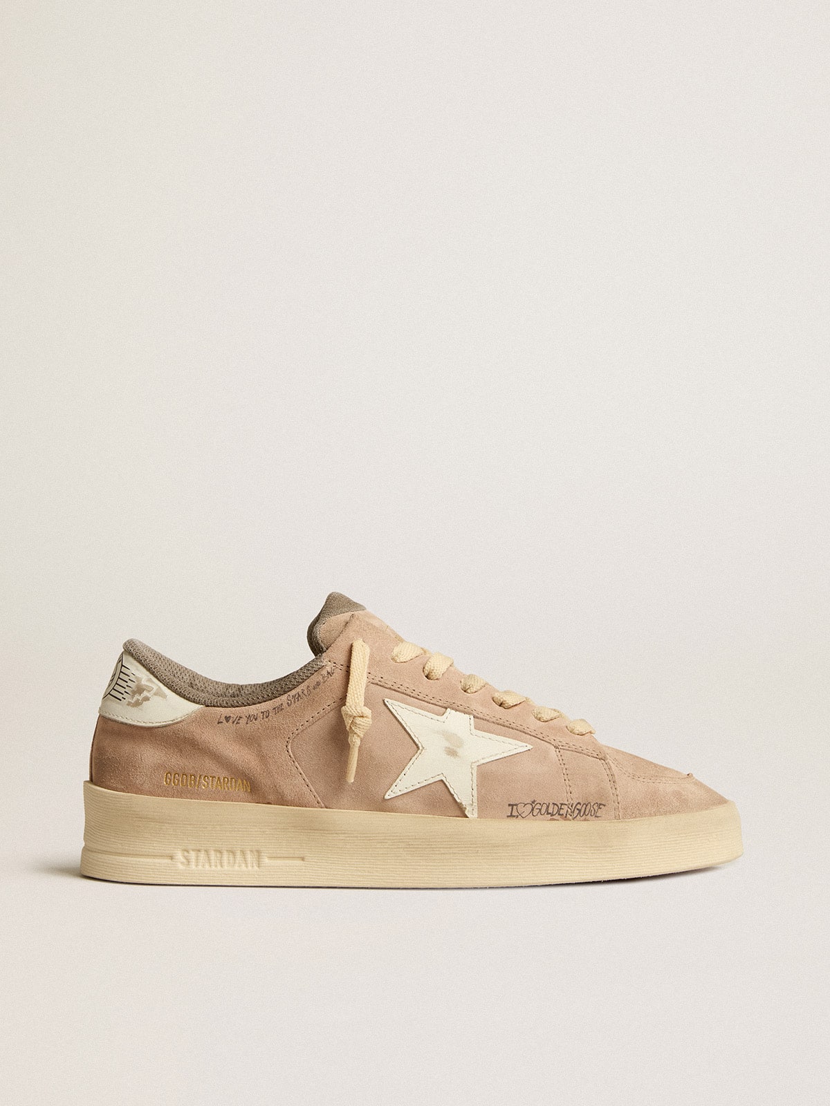 Golden Goose Women’s Stardan In Old Rose Suede With White Leather Star And Heel Tab - Mind Türkiye