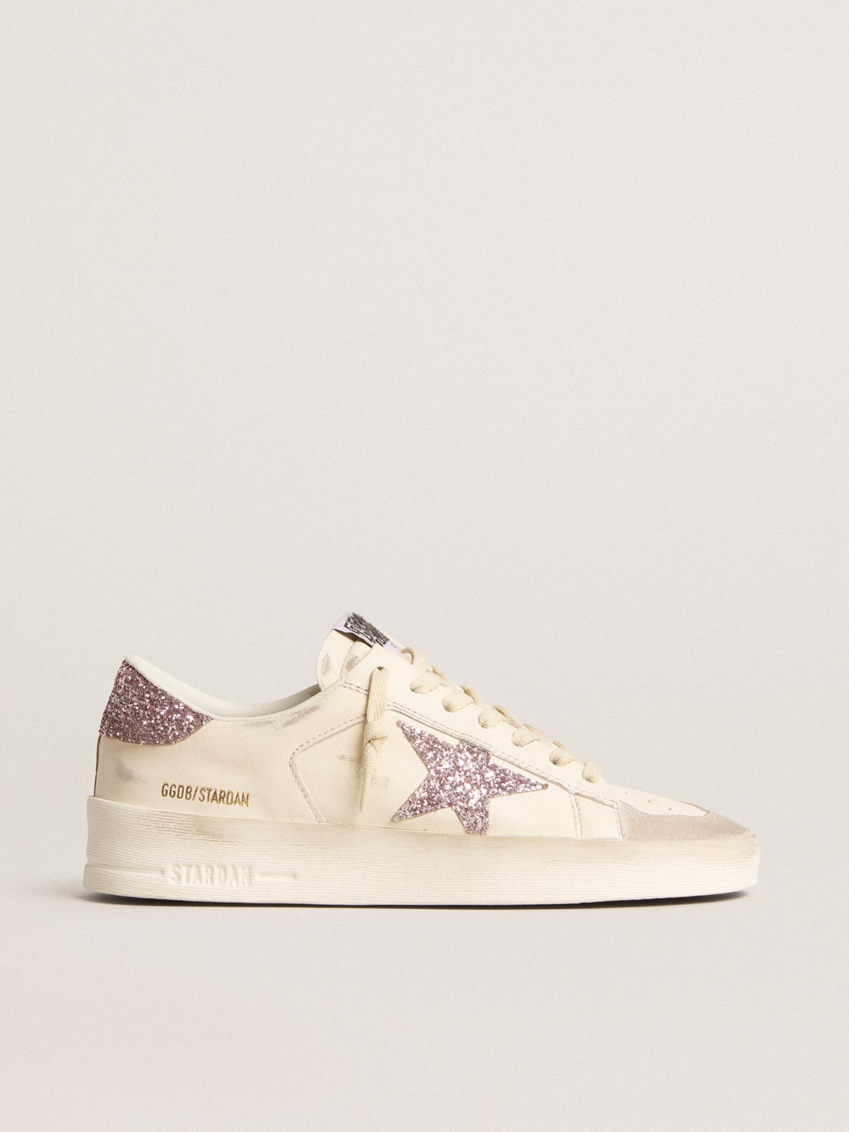 Golden Goose Women’s Stardan In Nappa And Suede With Pink Glitter Star And Heel Tab - Mind Türkiye