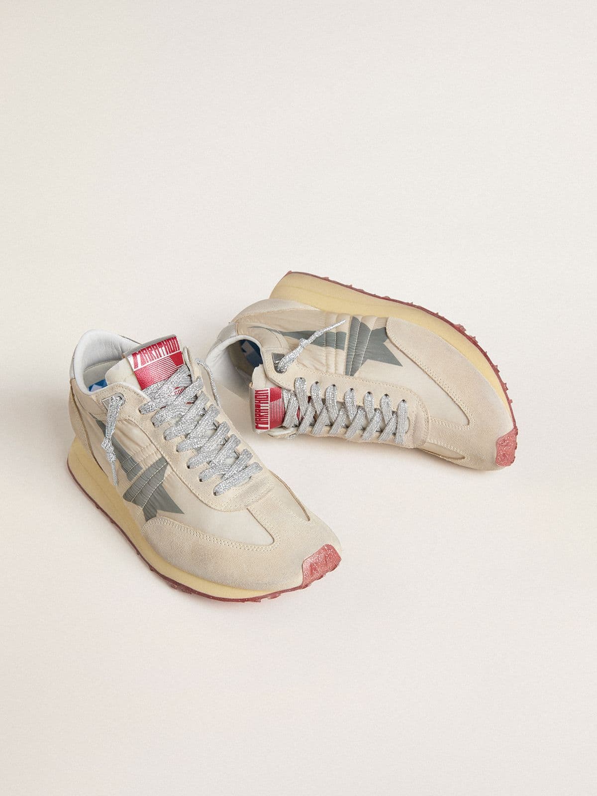 Golden Goose Women’s Marathon With Beige Nylon Upper And Gray Star - Mind Türkiye