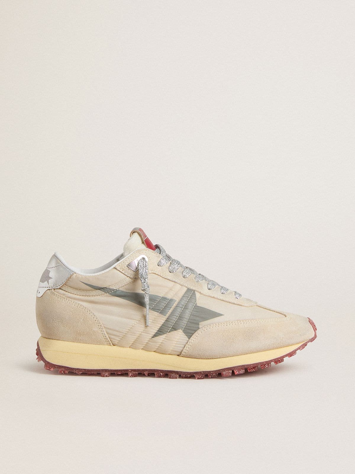 Golden Goose Women’s Marathon With Beige Nylon Upper And Gray Star - Mind Türkiye