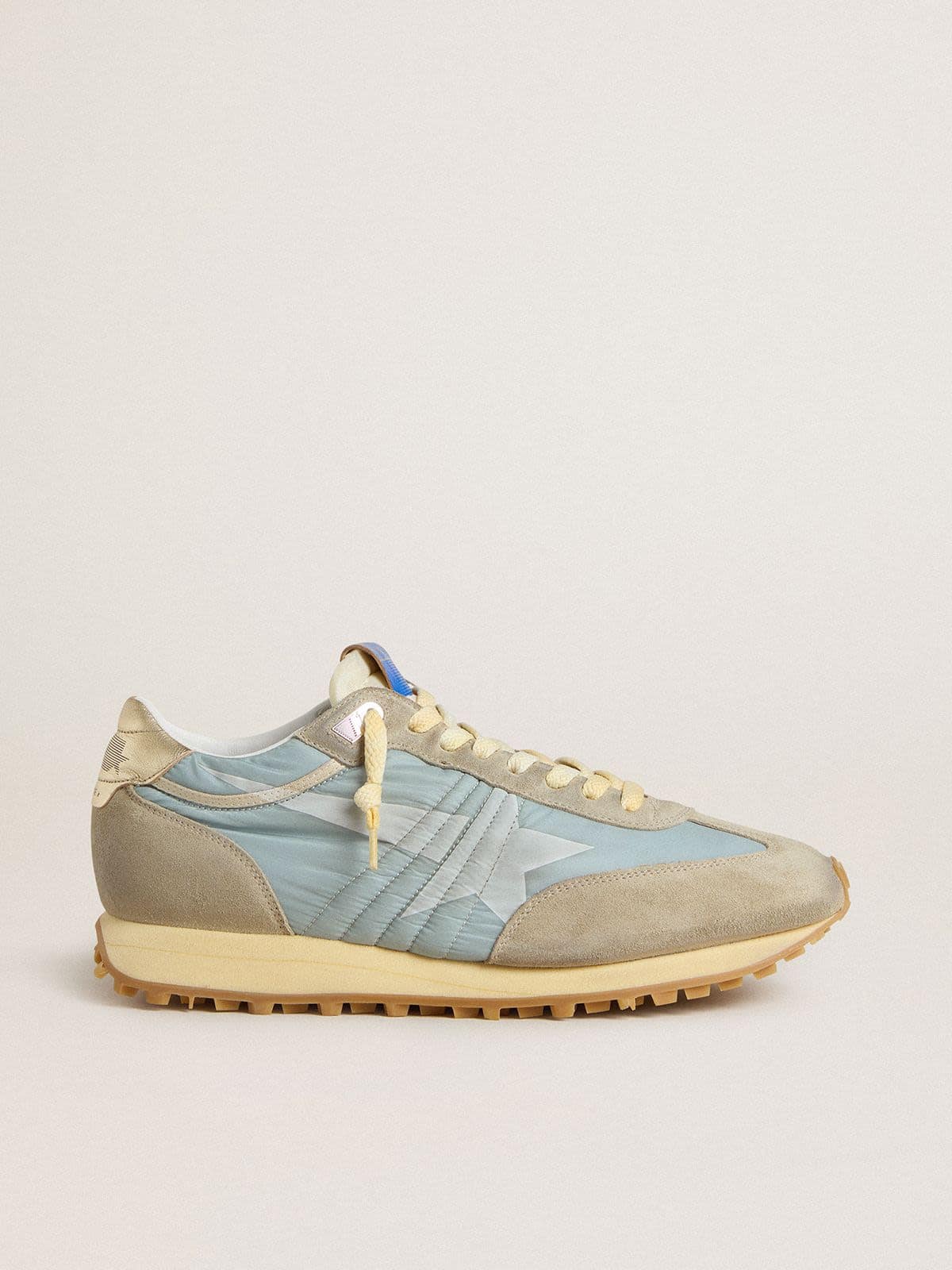 Golden Goose Women’s Marathon With Light Blue Nylon Upper And Pastel Blue Star - Mind Türkiye