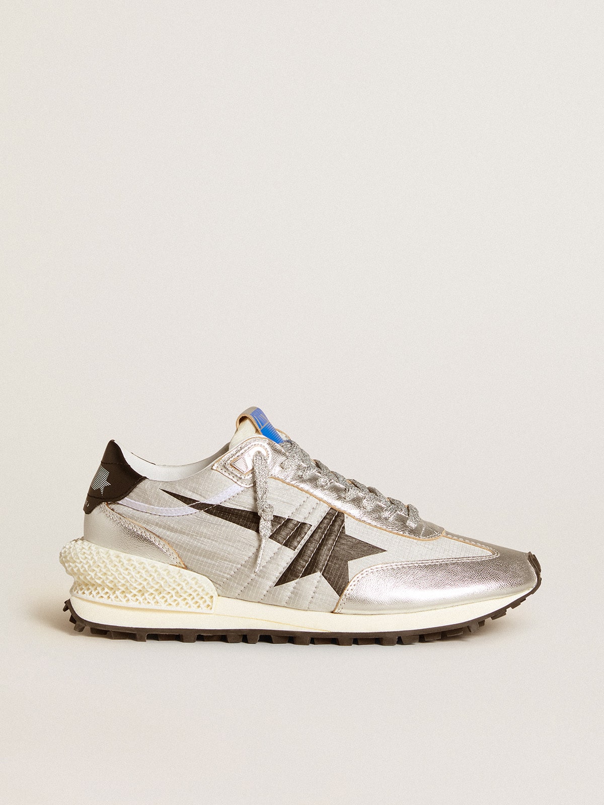 Golden Goose Women’s Marathon With Silver Ripstop Nylon Upper And Black Star - Mind Türkiye