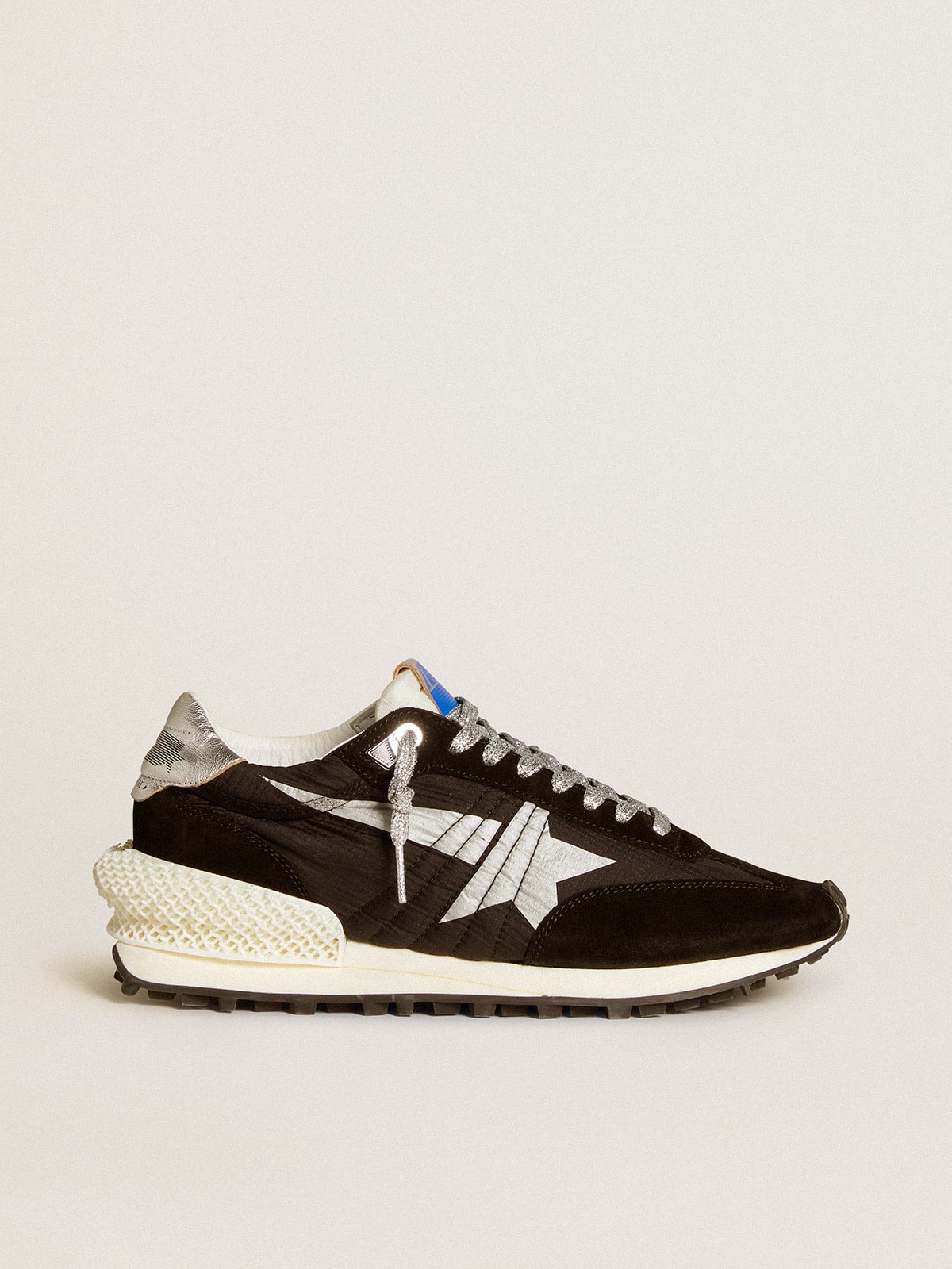 Golden Goose Women’s Marathon With Black Ripstop Nylon Upper And Silver Star - Mind Türkiye