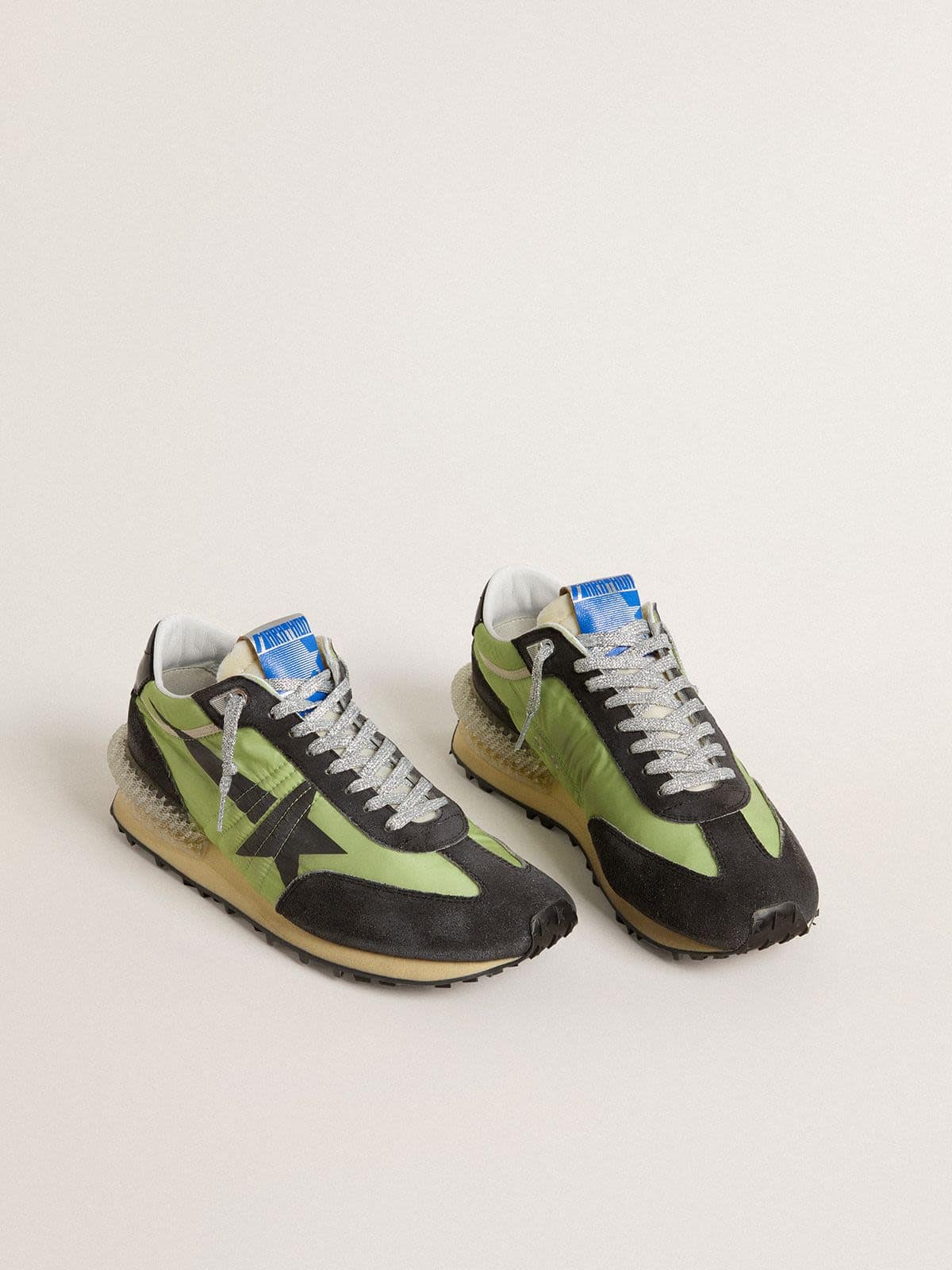 Golden Goose Women’s Marathon With Green Nylon Upper And Black Star - Mind Türkiye