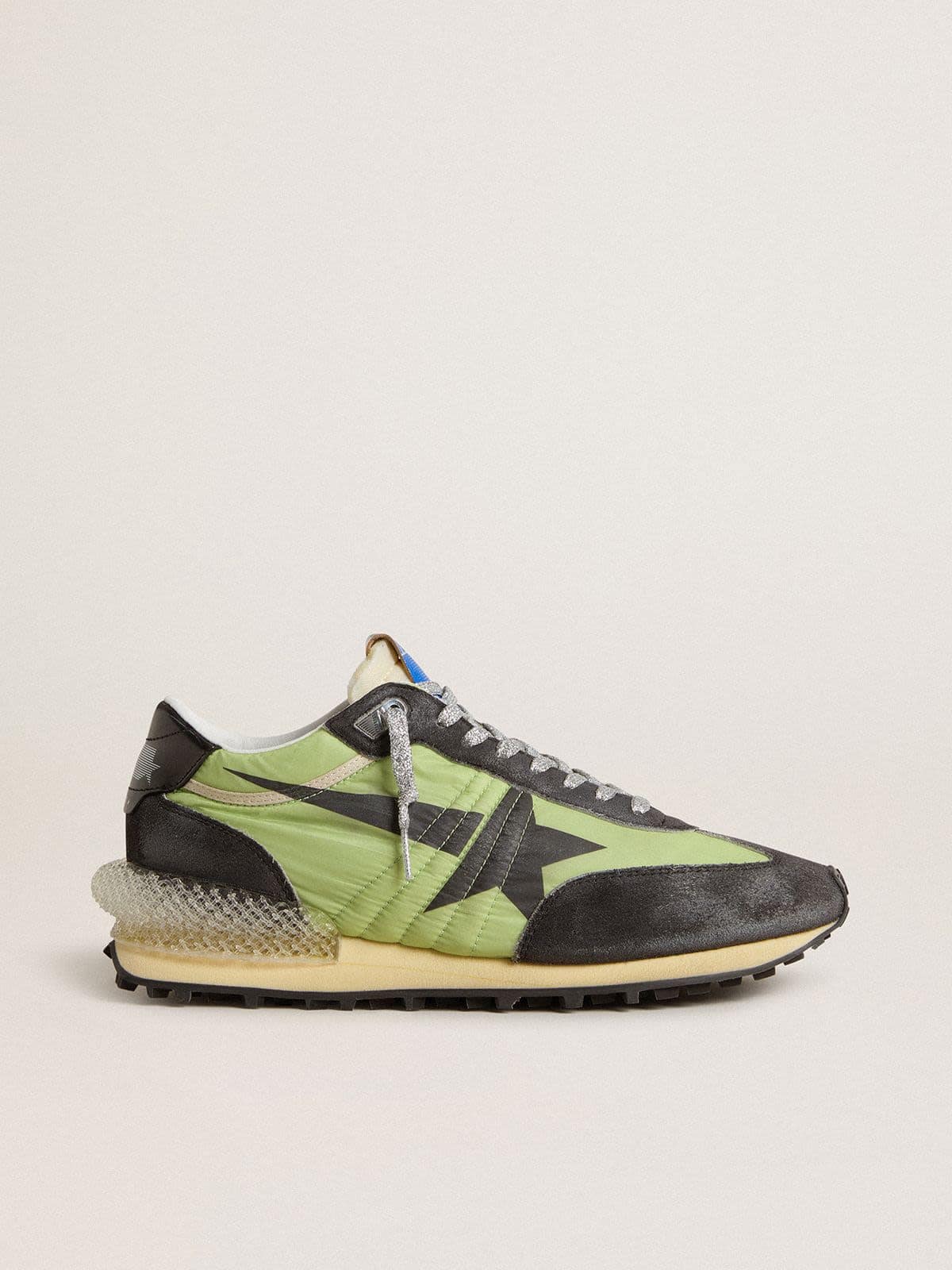 Golden Goose Women’s Marathon With Green Nylon Upper And Black Star - Mind Türkiye