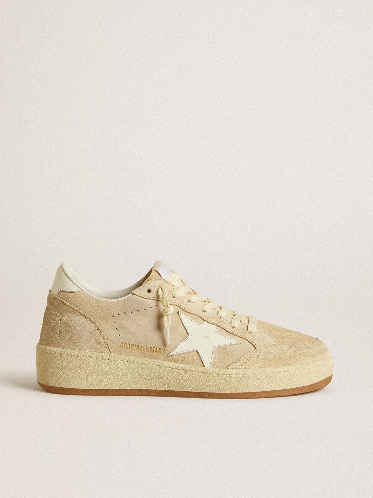 Golden Goose Women’s Ball Star In Beige Suede With White Leather Star And Heel Tab - Mind Türkiye