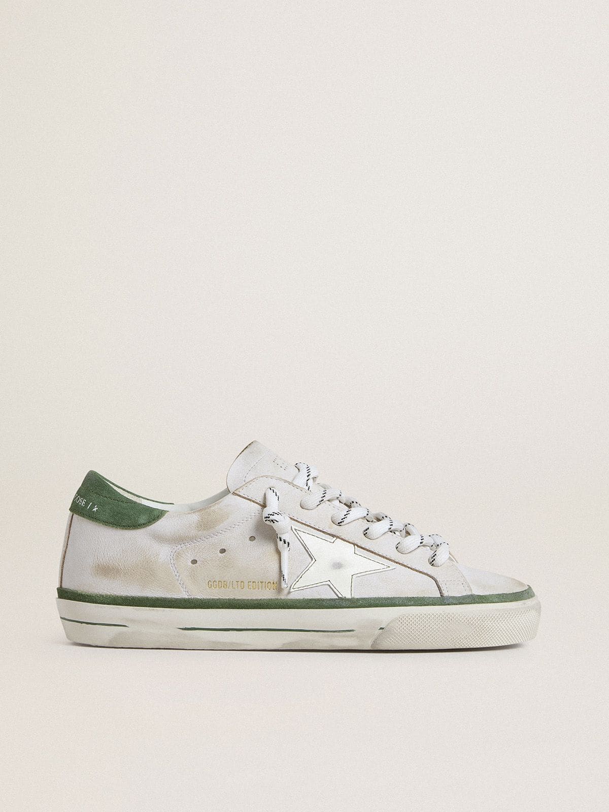 Golden Goose Women’s Super-Star LTD With White Leather Star And Green Suede Heel Tab
