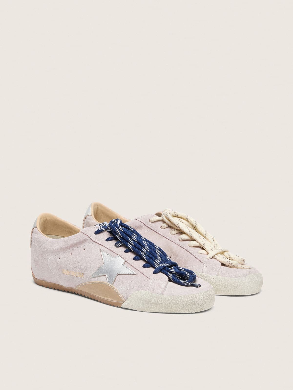 Golden Goose Women’s True-Star In Pastel Pink Suede With Silver Star And Heel Tab - Mind Türkiye