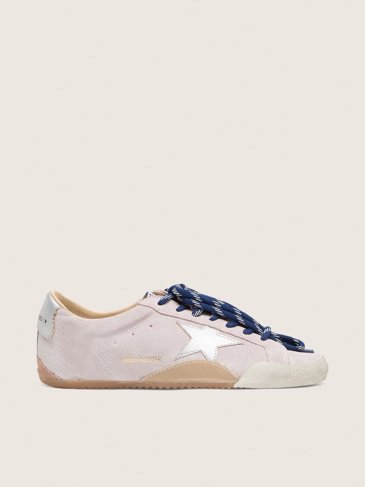 Golden Goose Women’s True-Star In Pastel Pink Suede With Silver Star And Heel Tab - Mind Türkiye