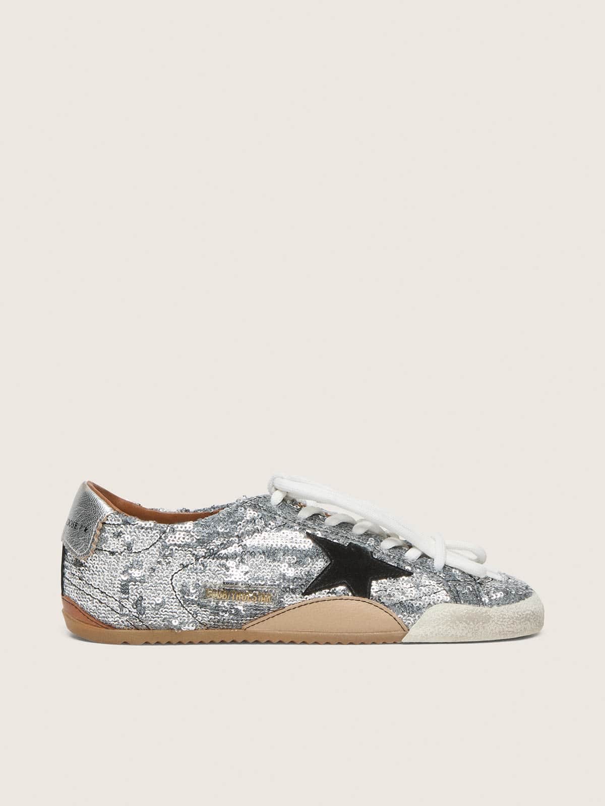 Golden Goose Women’s True-Star In Silver Sequins With Black Star And Silver Leather Heel Tab - Mind Türkiye