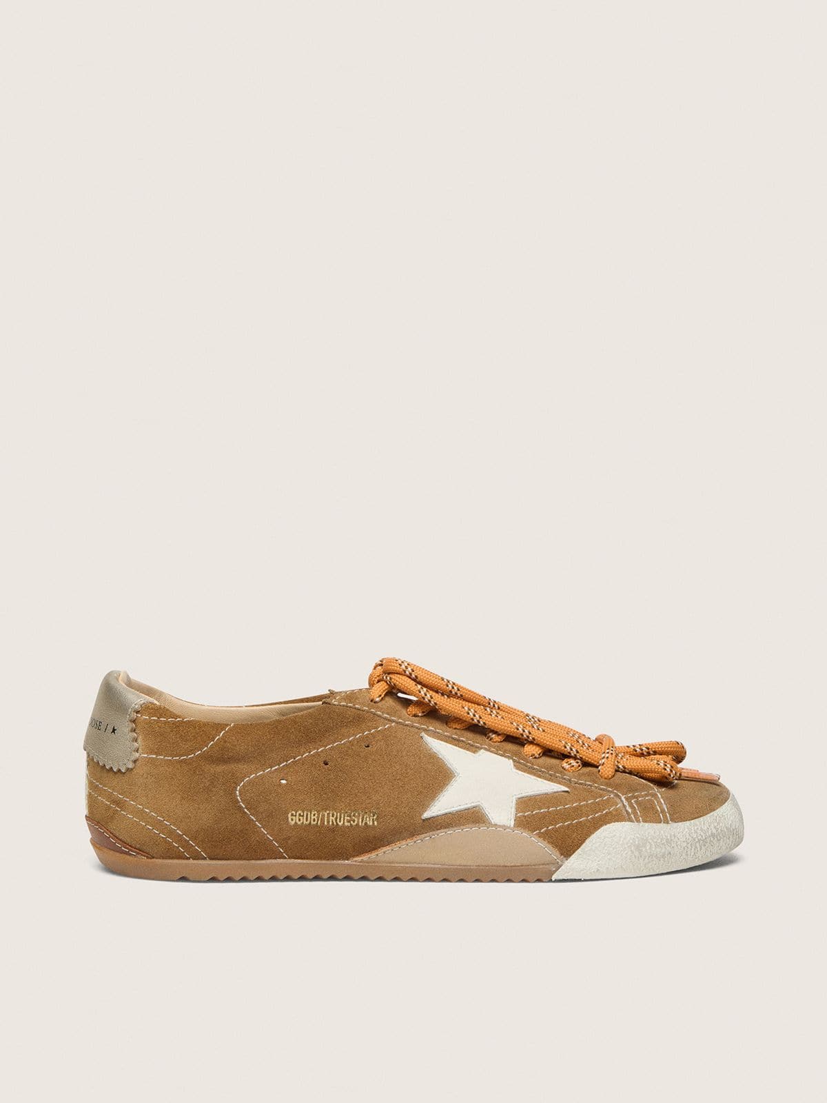 Golden Goose Women’s True-Star In Tobacco-Colored Suede With White Star And Platinum Heel Tab - Mind Türkiye