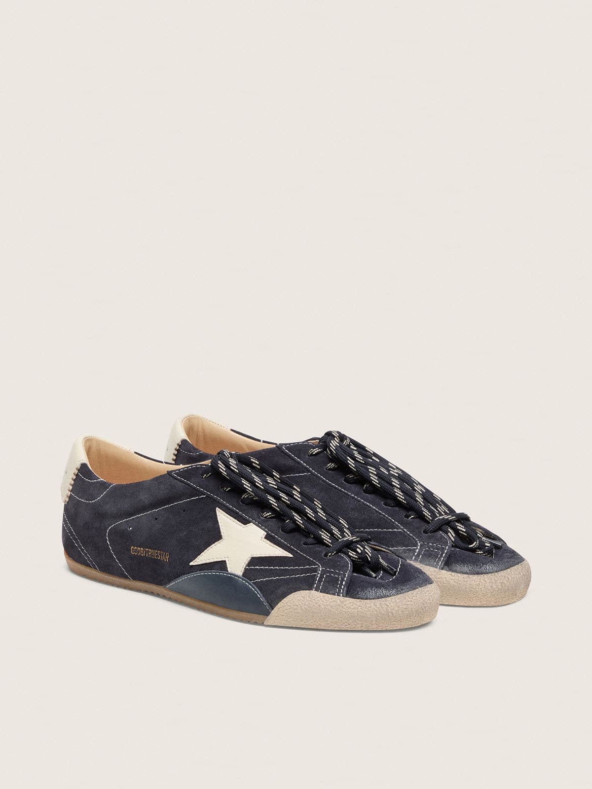 Golden Goose Women’s True-Star In Dark Blue Suede With White Nappa Leather Star And Heel Tab - Mind Türkiye