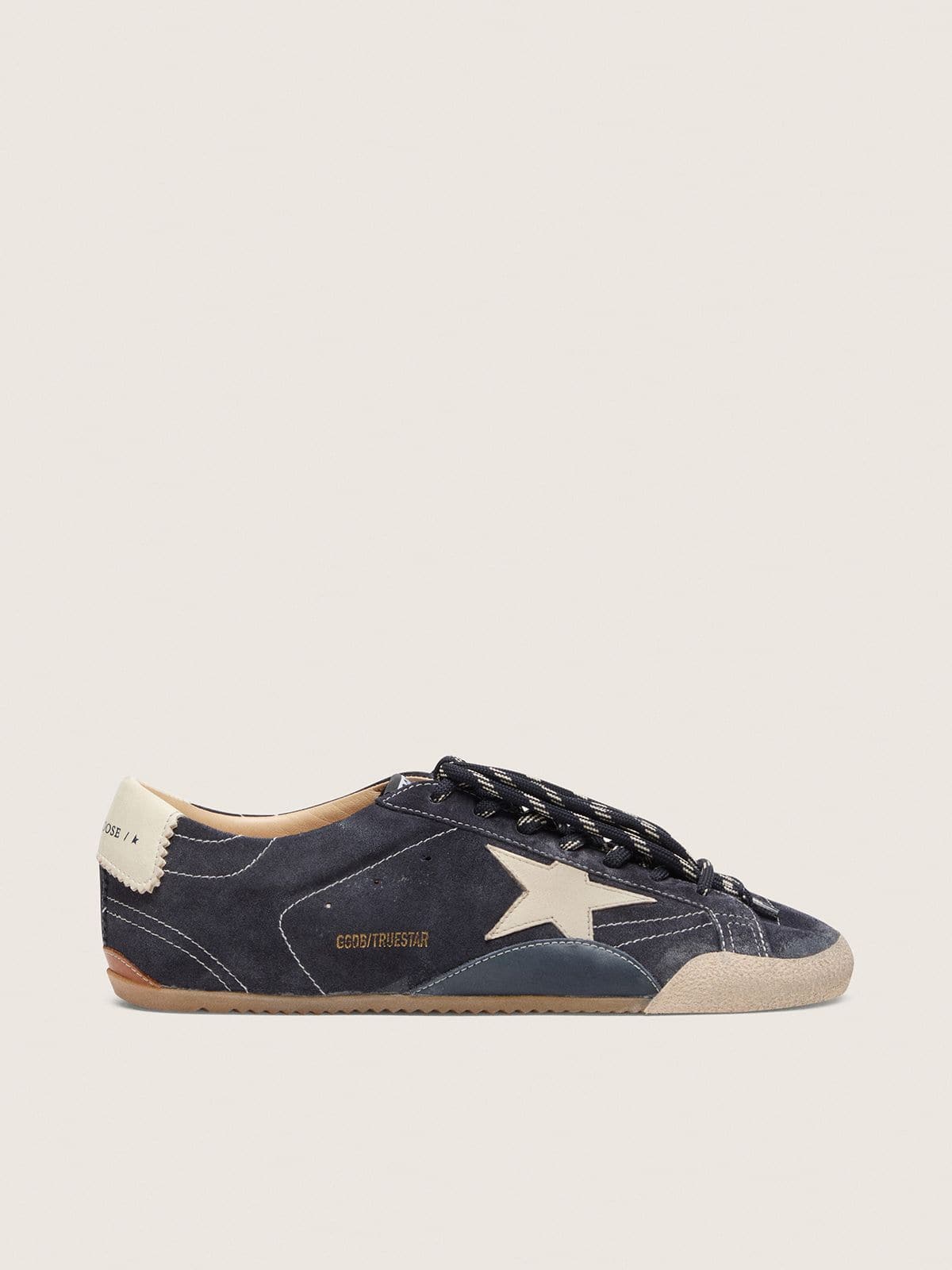 Golden Goose Women’s True-Star In Dark Blue Suede With White Nappa Leather Star And Heel Tab - Mind Türkiye