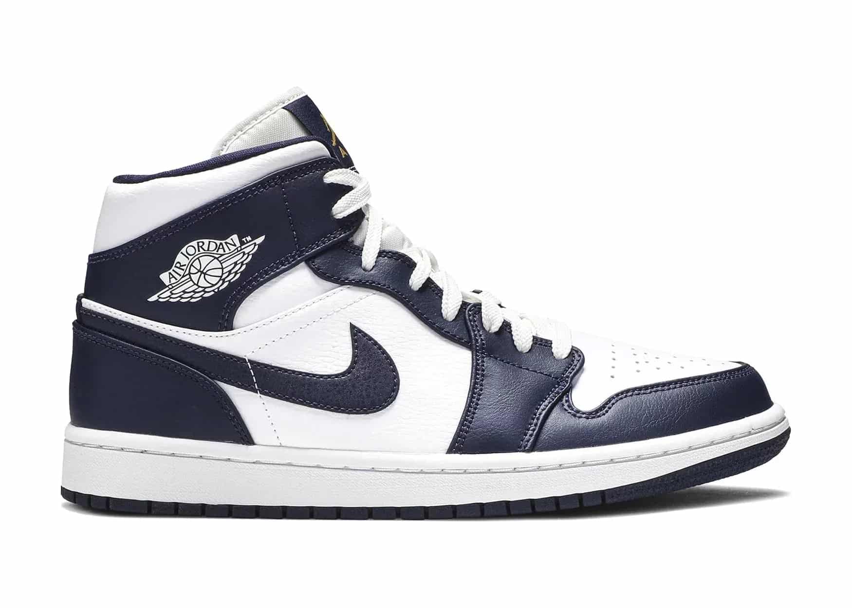 Nike Air Jordan 1 Mid White Metallic Gold Obsidian