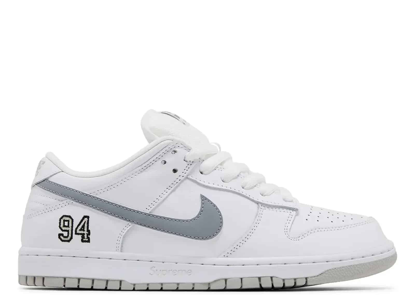 Nike Dunk Low Supreme 94 White Metallic Silver
